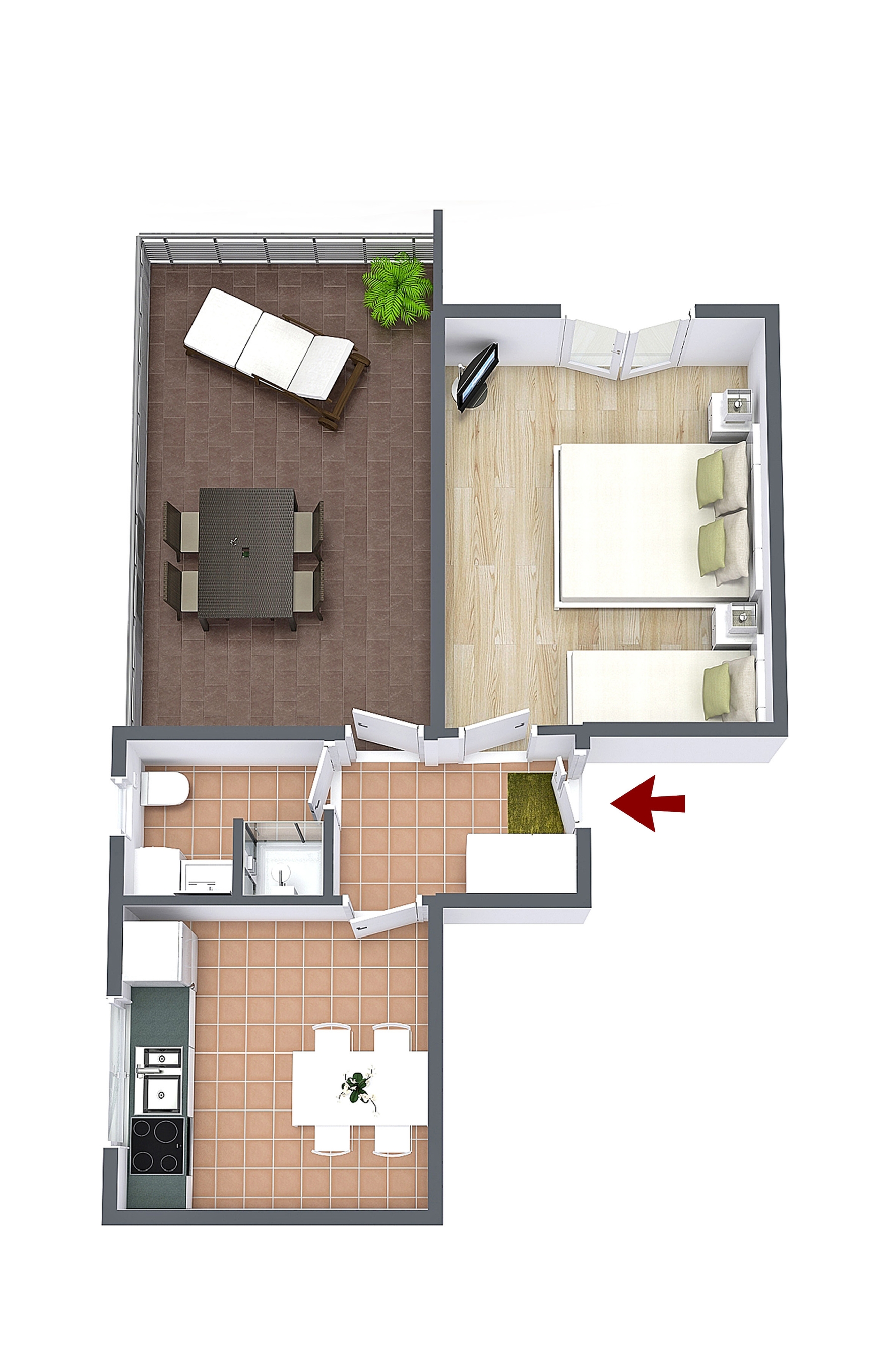 One bedroom apartment with terrace and sea view Pisak, Omiš  A-f