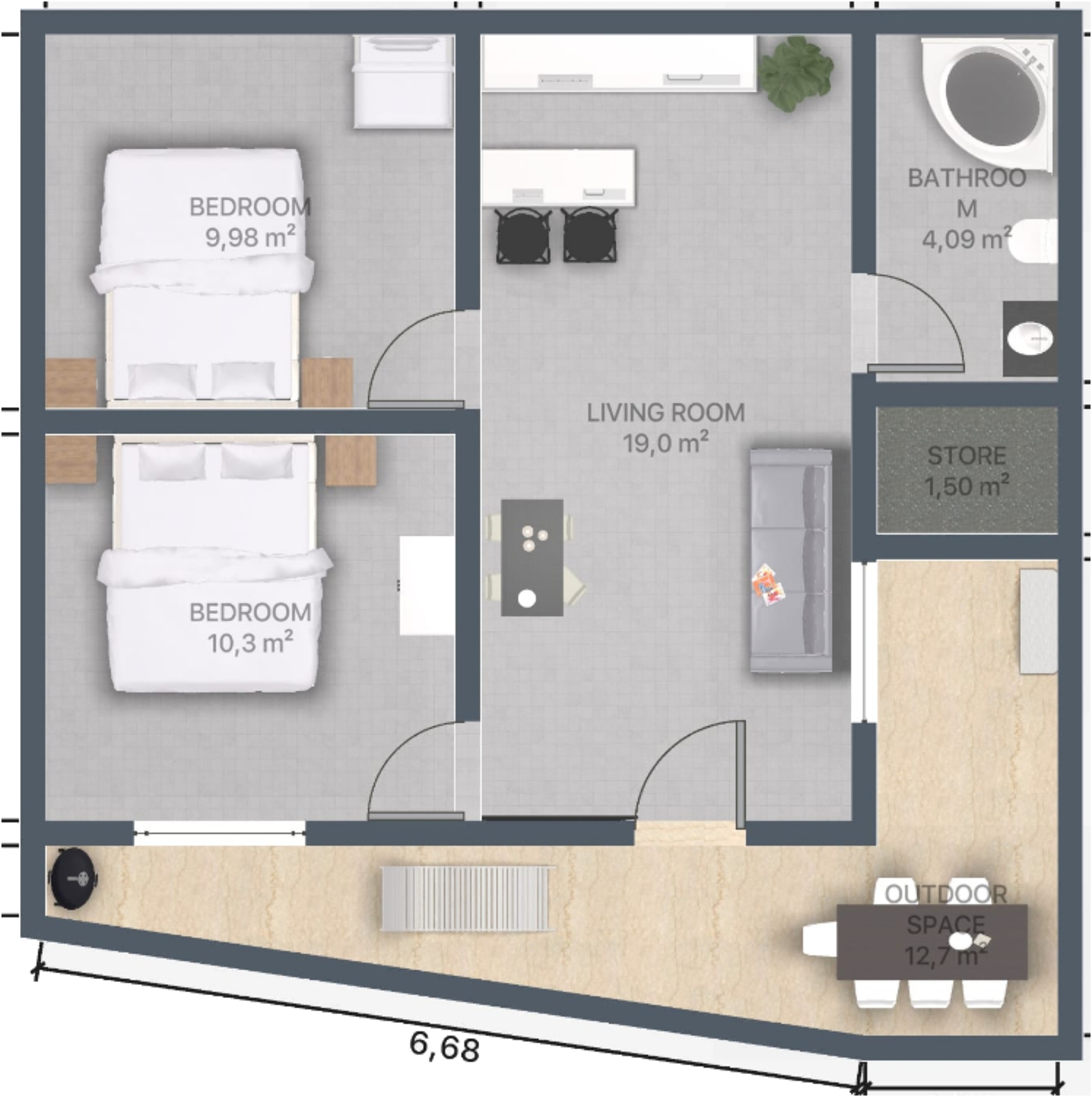 Two bedroom apartment near beach Živogošće - Porat, Makarska  A-a
