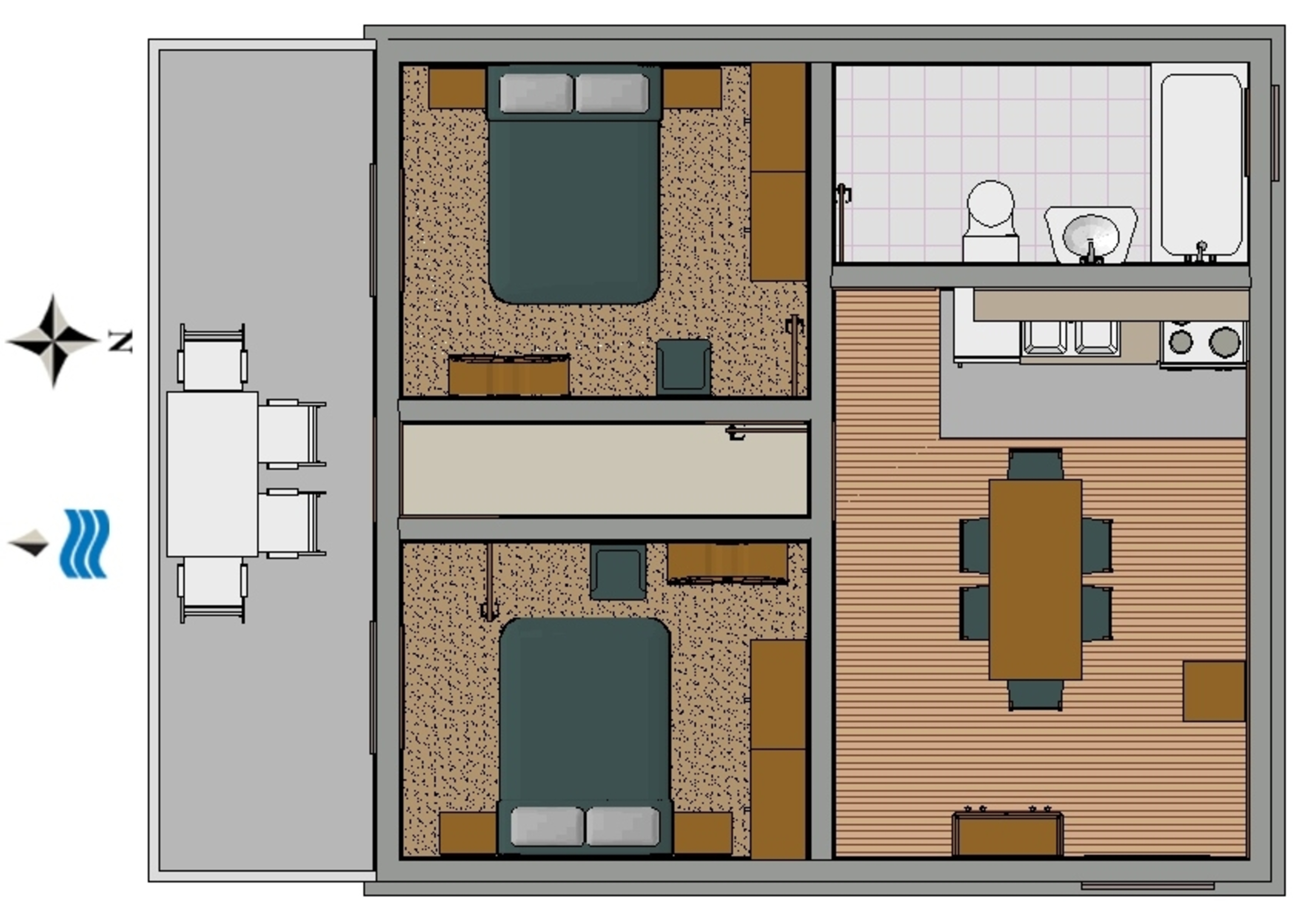 Two bedroom apartment with terrace and sea view Gršćica, Korčula  A-a