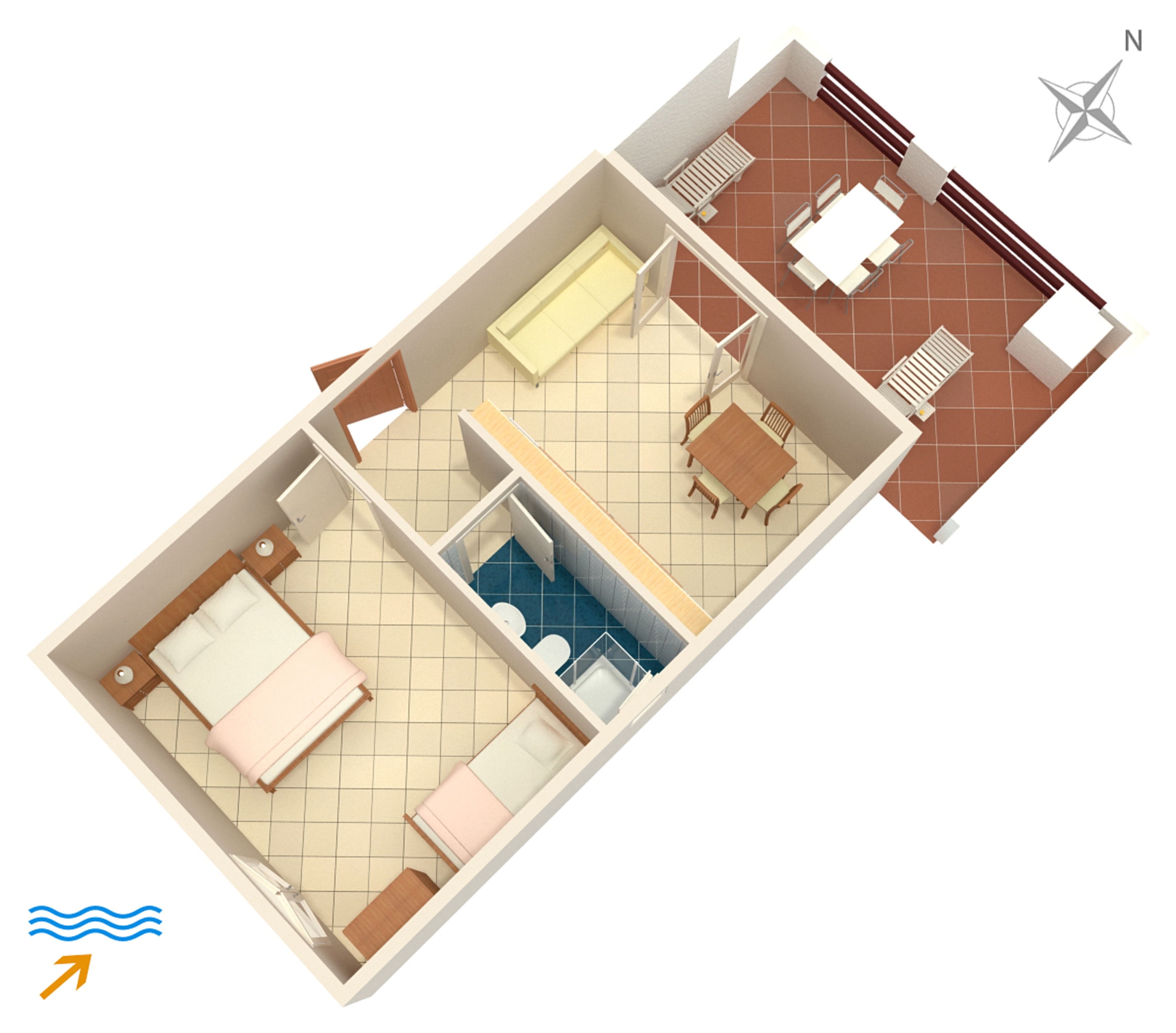 One bedroom apartment near beach Tri Žala, Korčula  A-a
