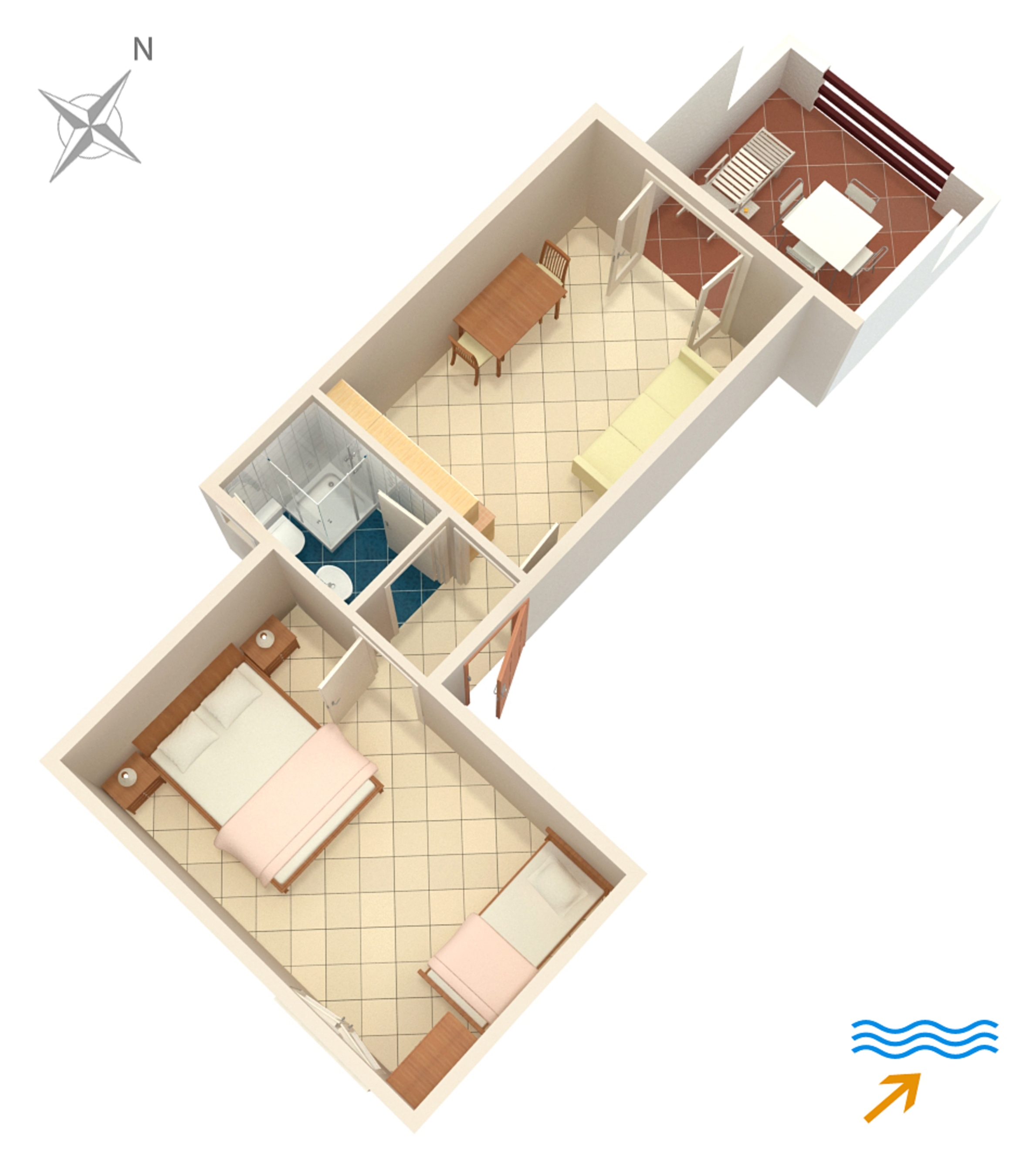One bedroom apartment near beach Tri Žala, Korčula  A-c