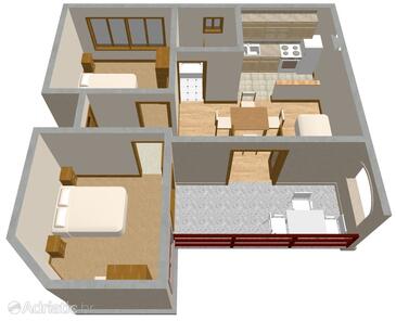 Prižba, Plan dans l’hébergement en type apartment, WiFi.