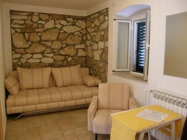 Primošten, Obývací pokoj v ubytování typu apartment, s klimatizací a WiFi.