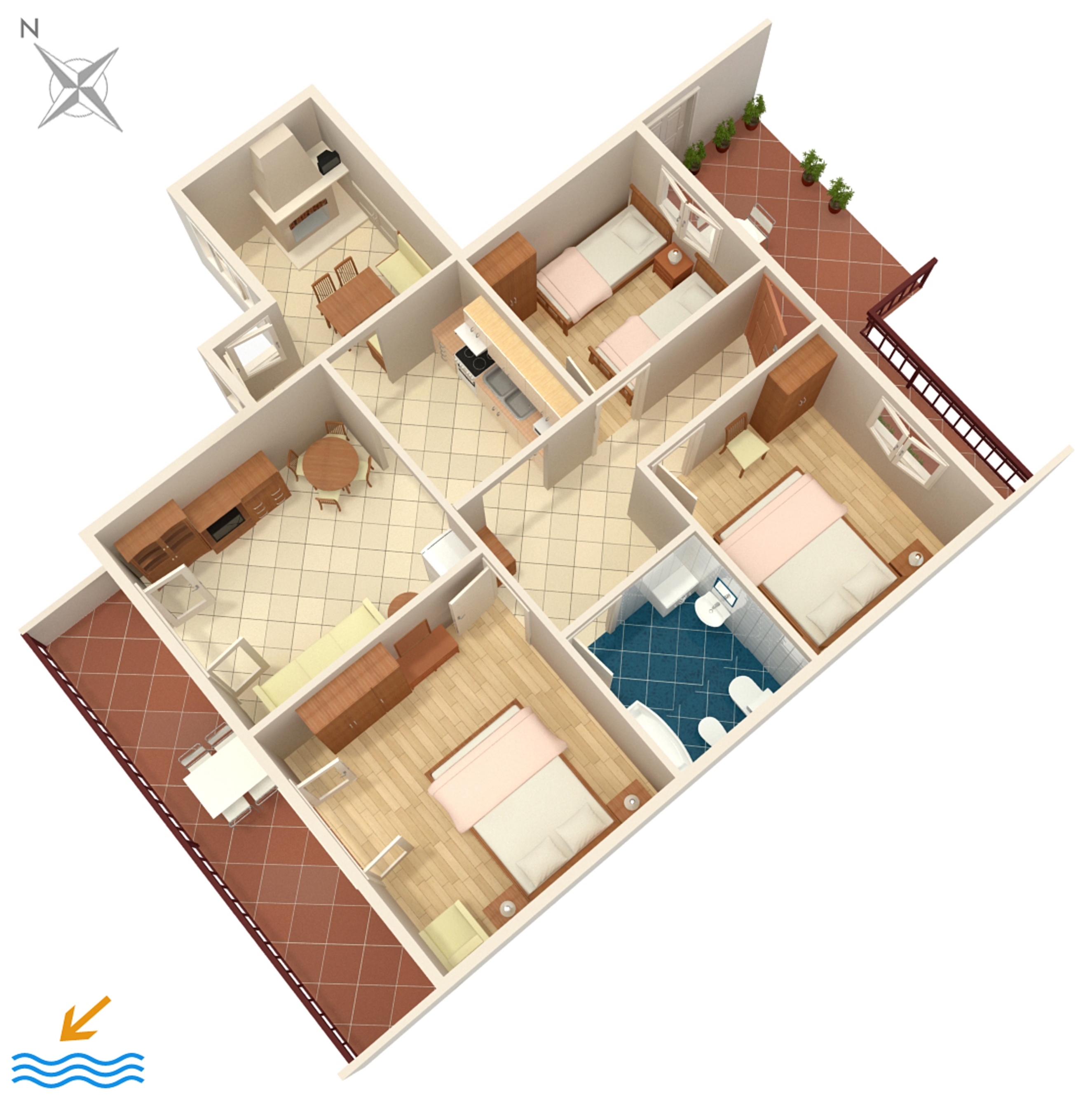Three bedroom apartment near beach Zavalatica, Korčula  A-a