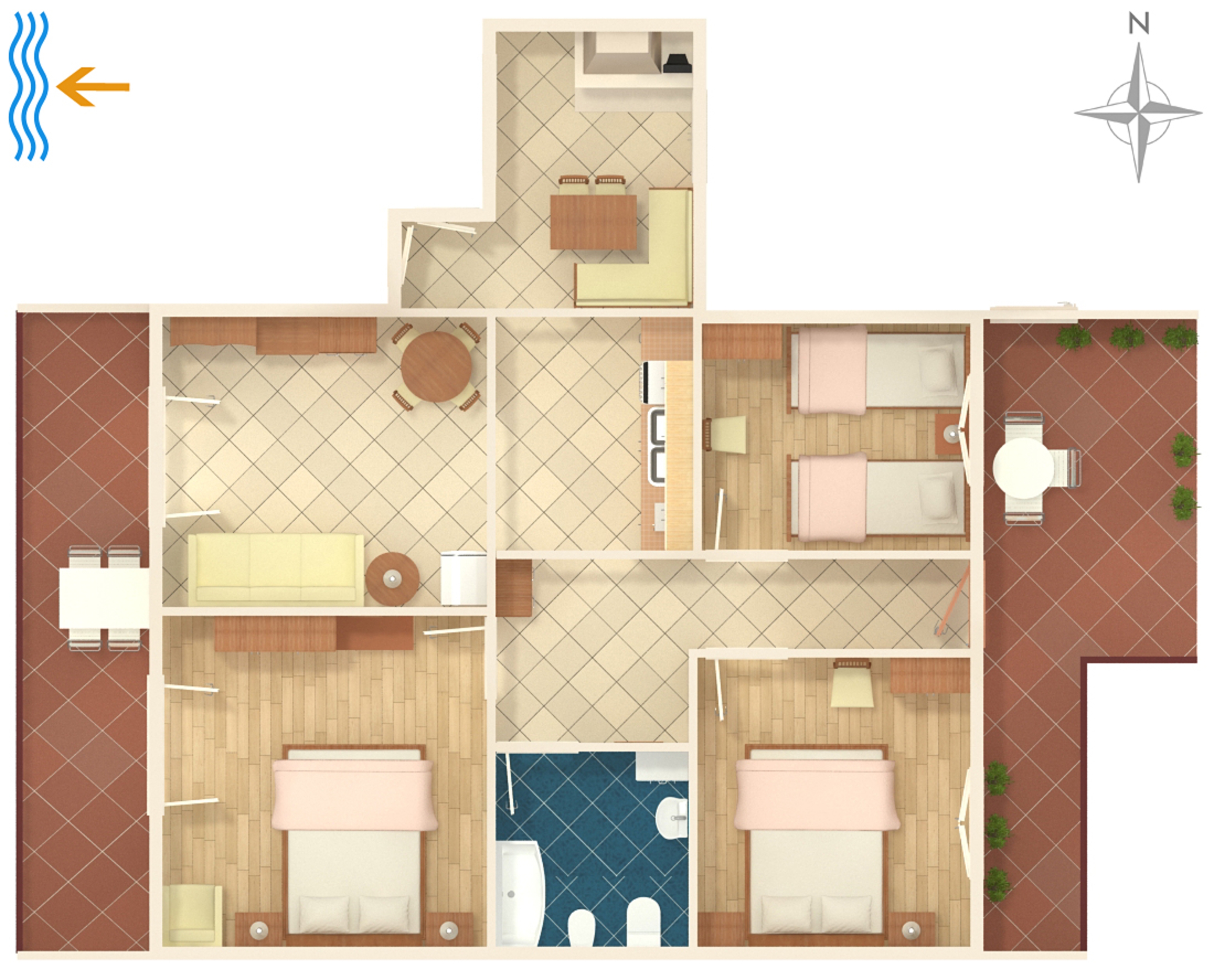 Three bedroom apartment near beach Zavalatica, Korčula  A-a