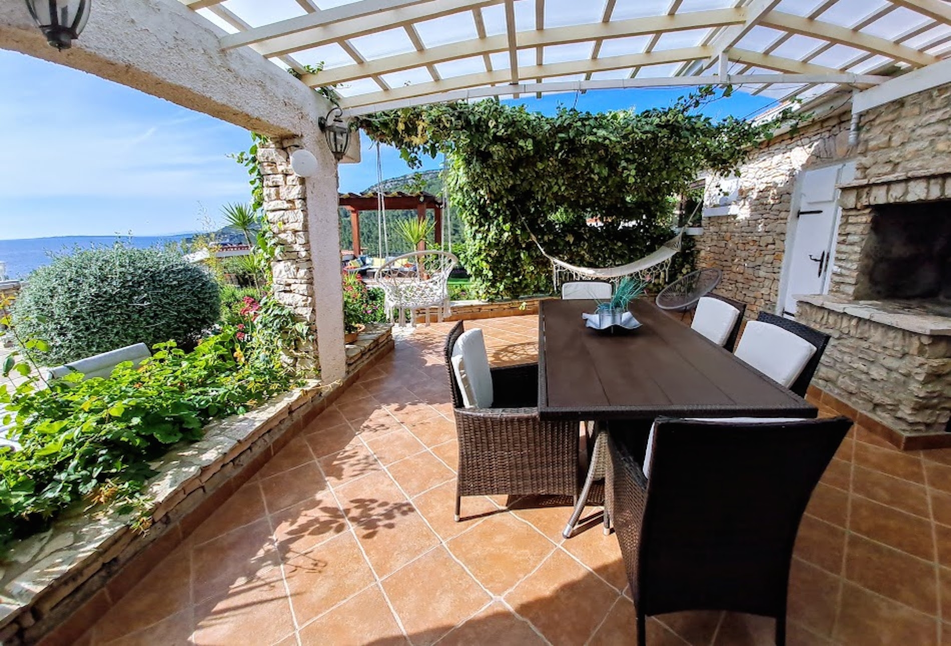 Two bedroom apartment with terrace and sea view Cove Poplat, Korčula  A-a