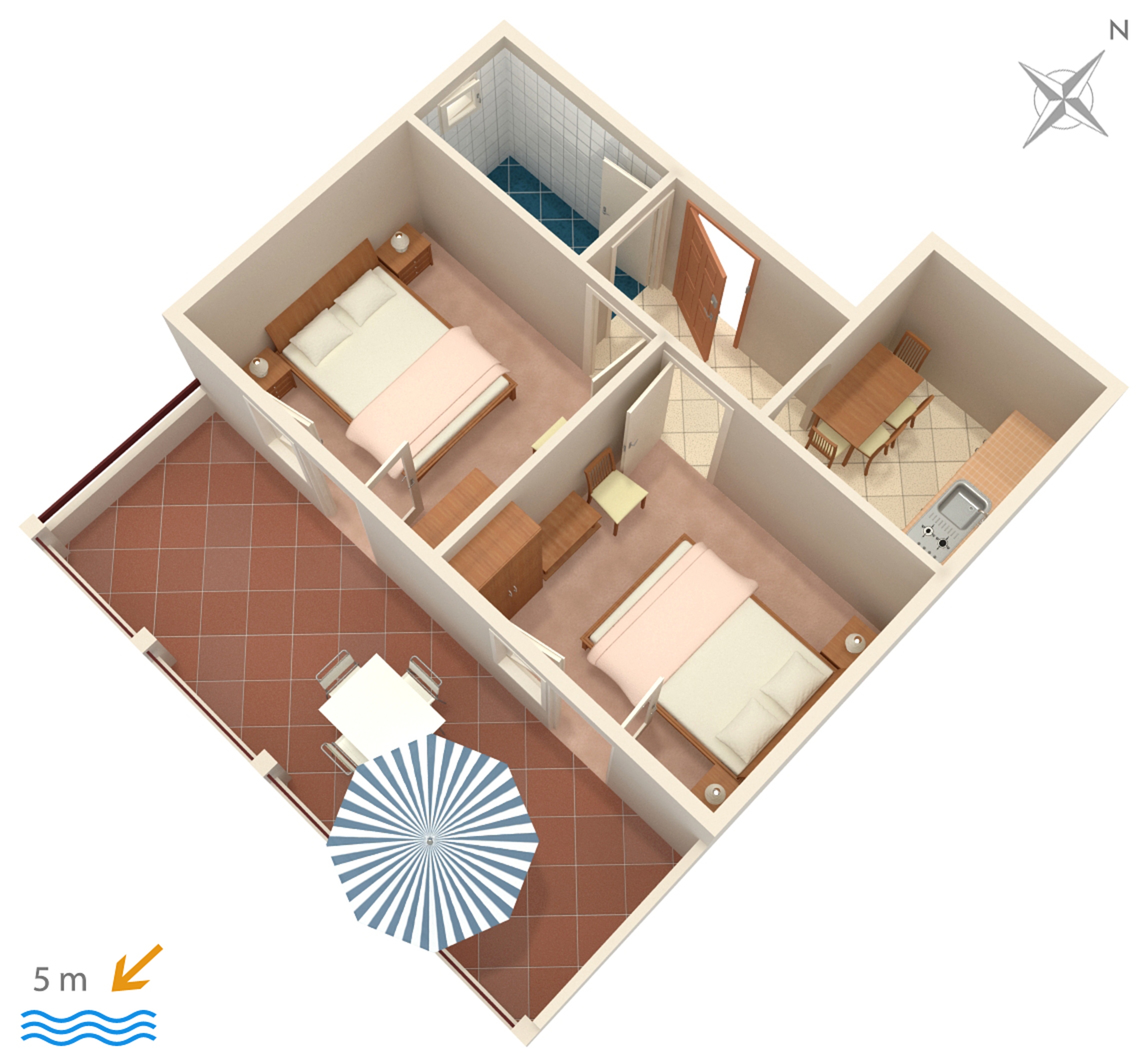 Two bedroom apartment near beach Zavalatica, Korčula  A-c