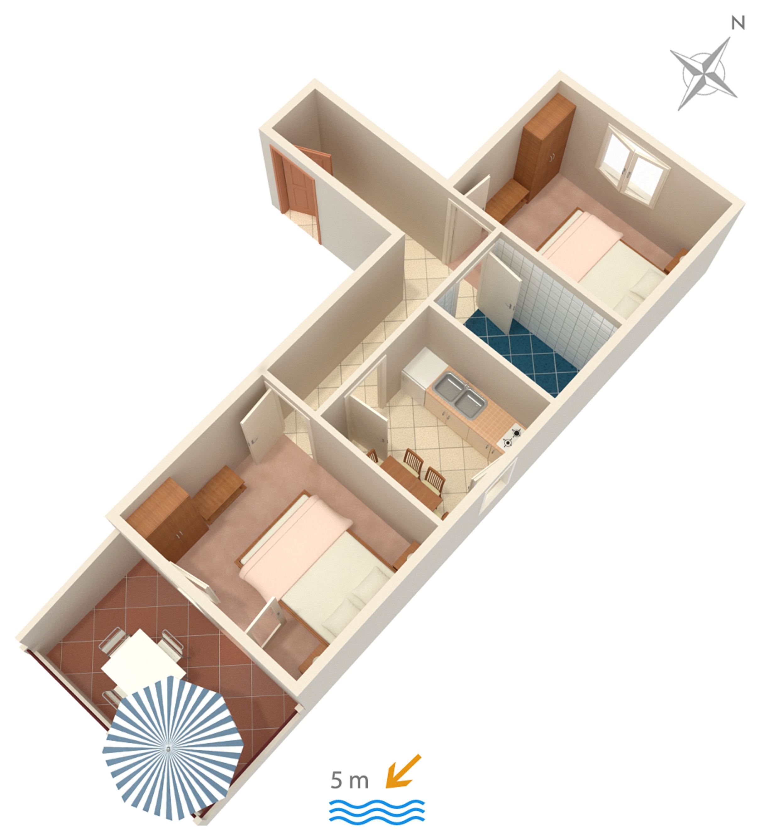 Two bedroom apartment near beach Zavalatica, Korčula  A-d