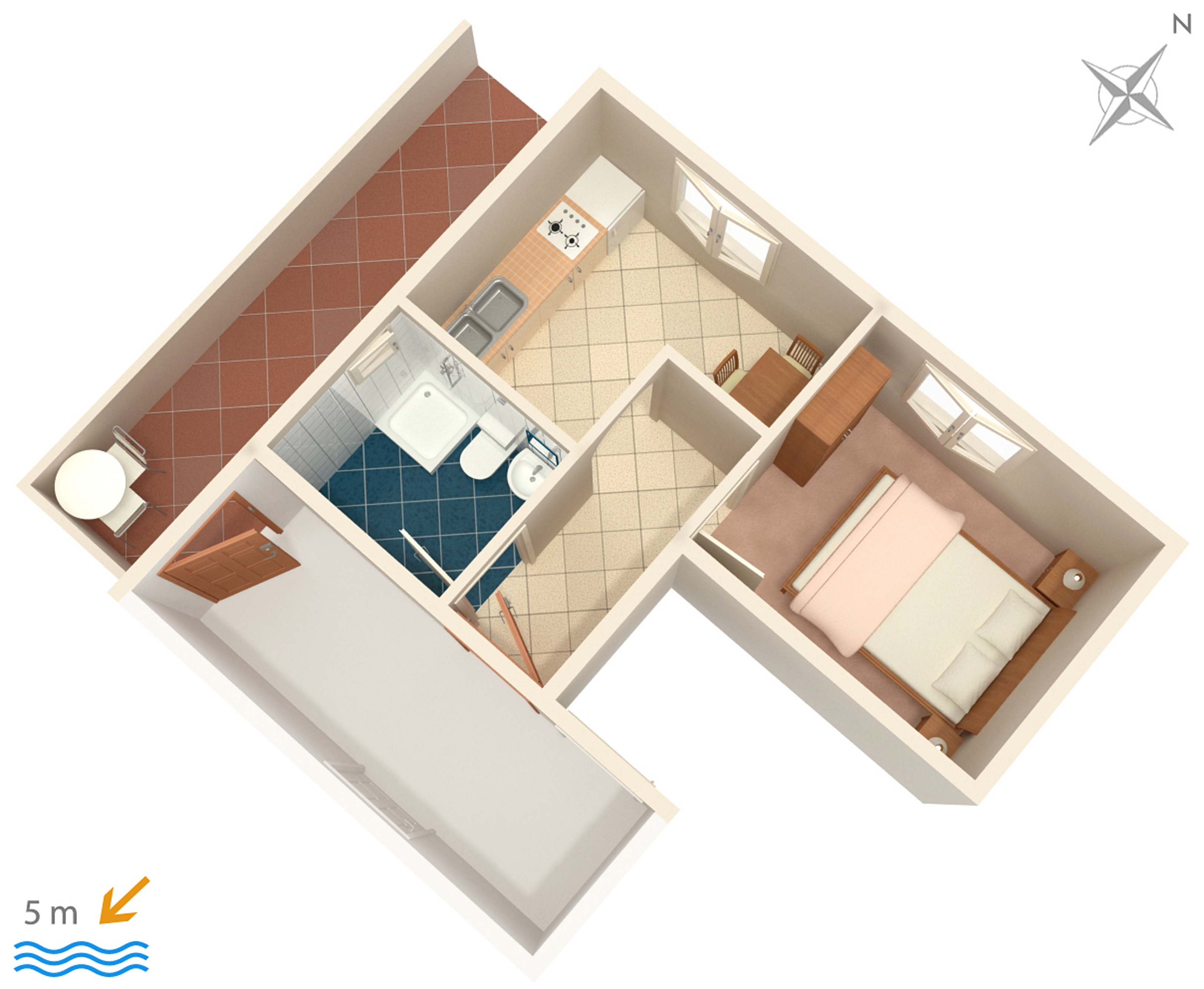 One bedroom apartment near beach Zavalatica, Korčula  A-e