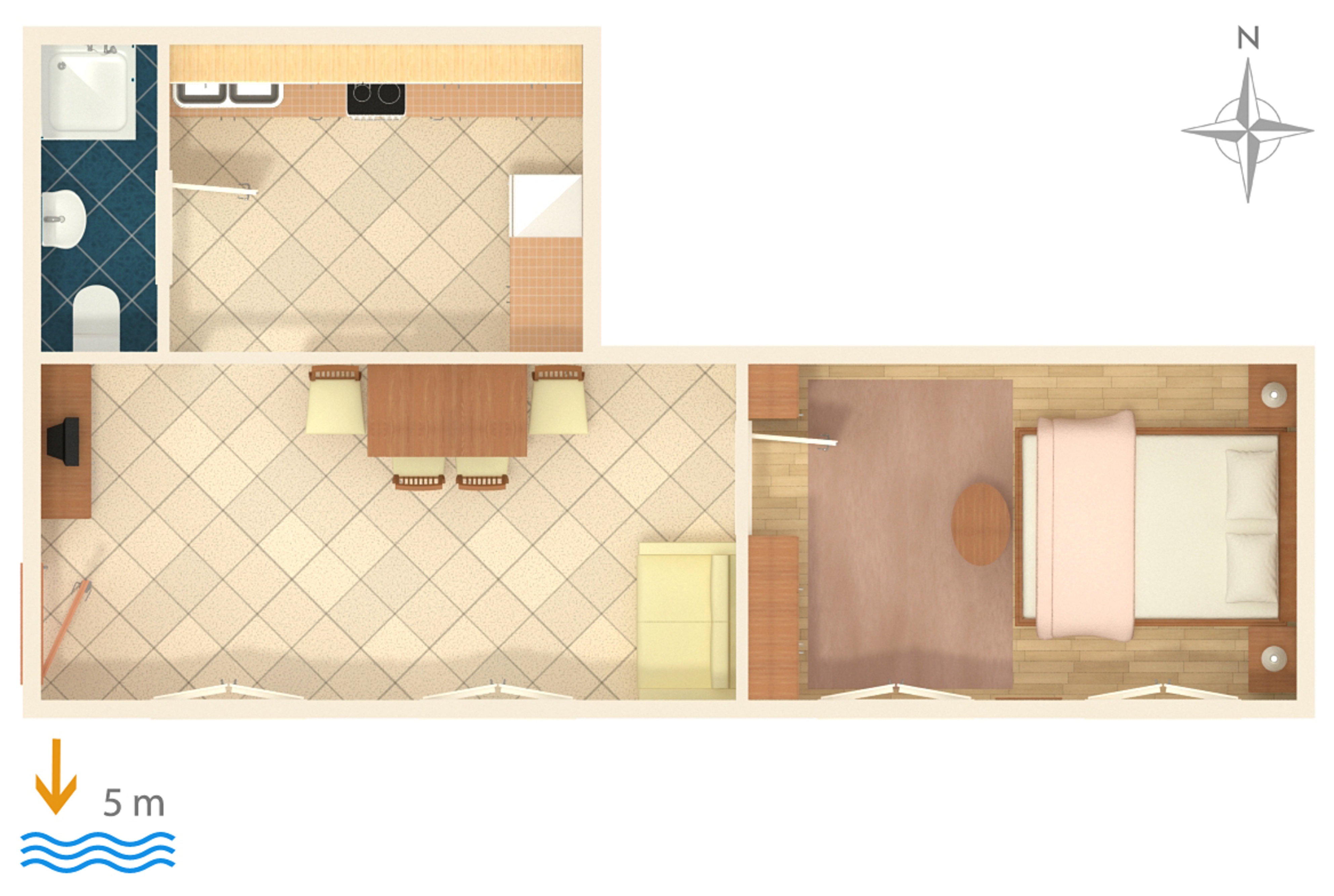 One bedroom apartment near beach Zavalatica, Korčula  A-f