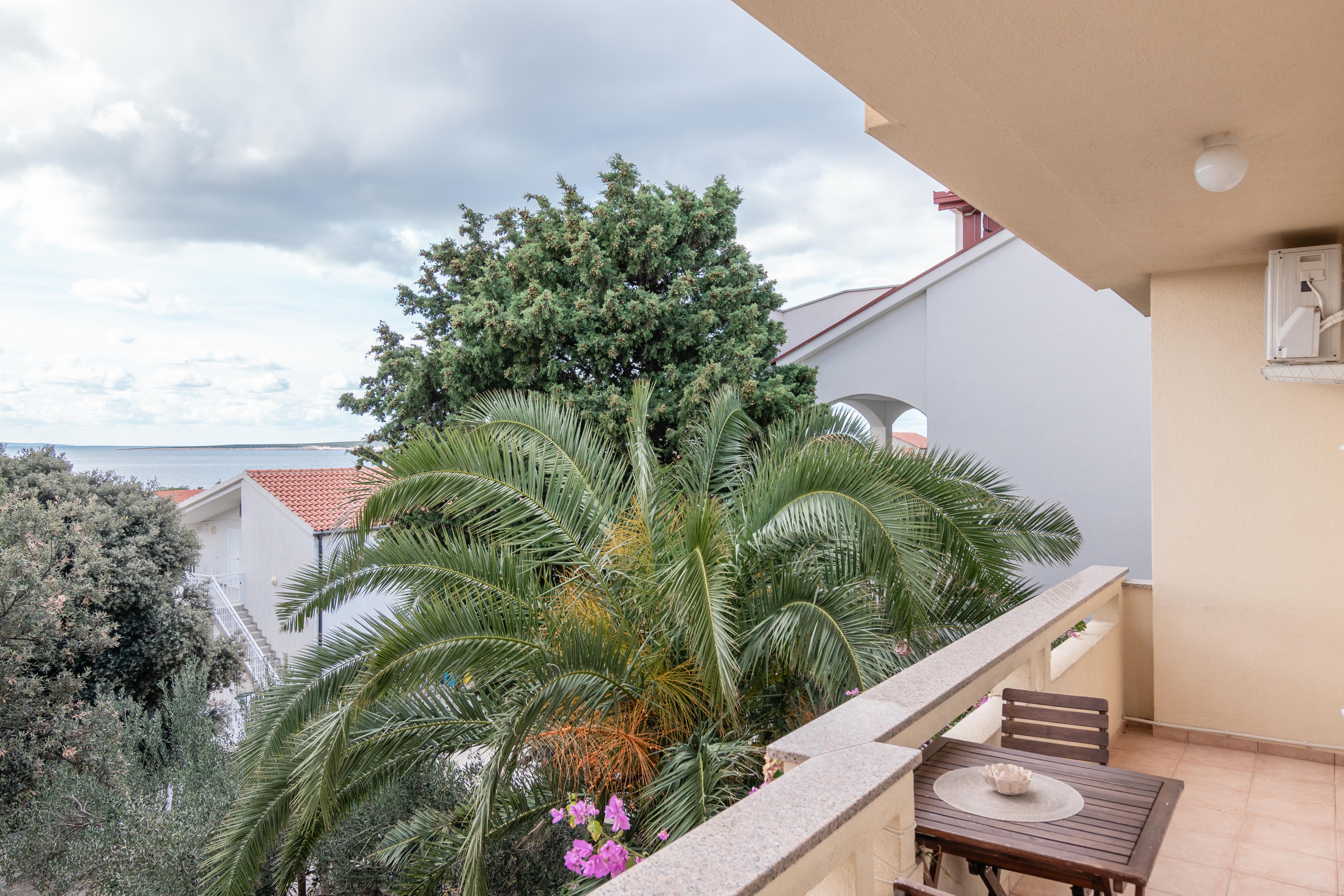 One bedroom apartment with balcony and sea view Mandre, Pag  A-b