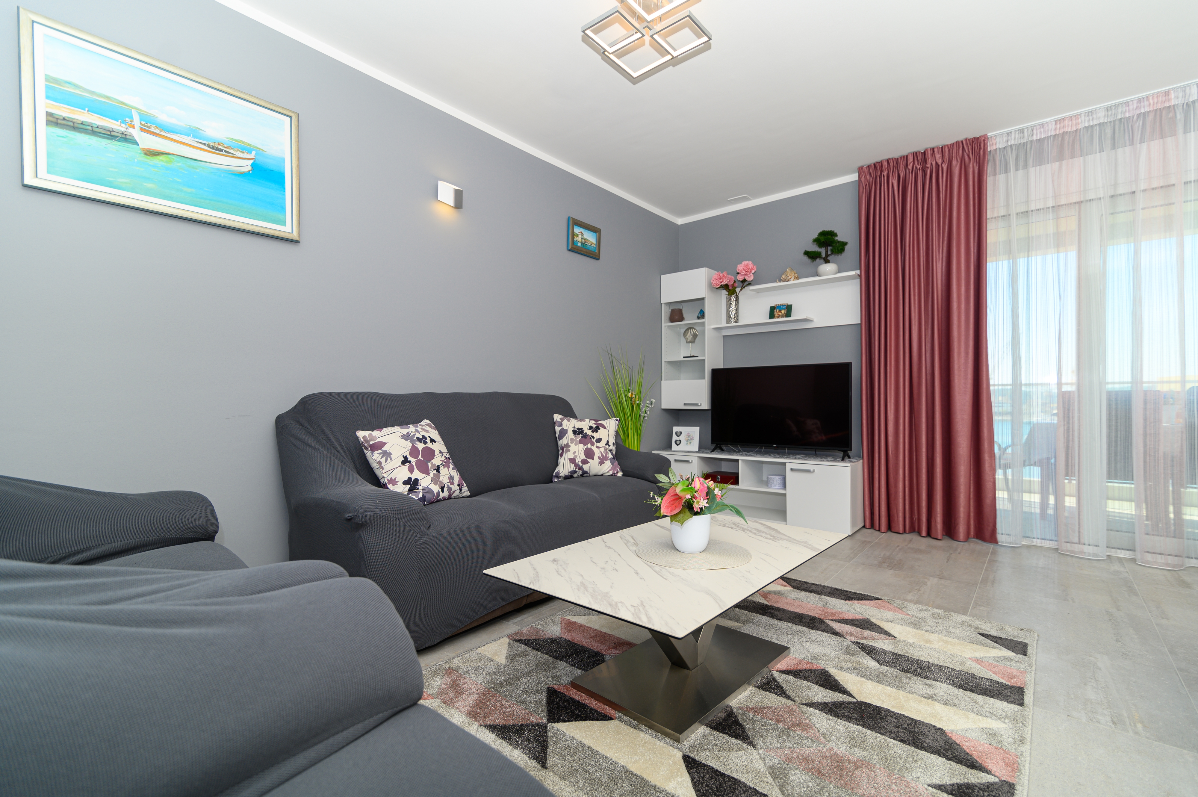 Two bedroom apartment with terrace and sea view Trogir (A-18879-a)