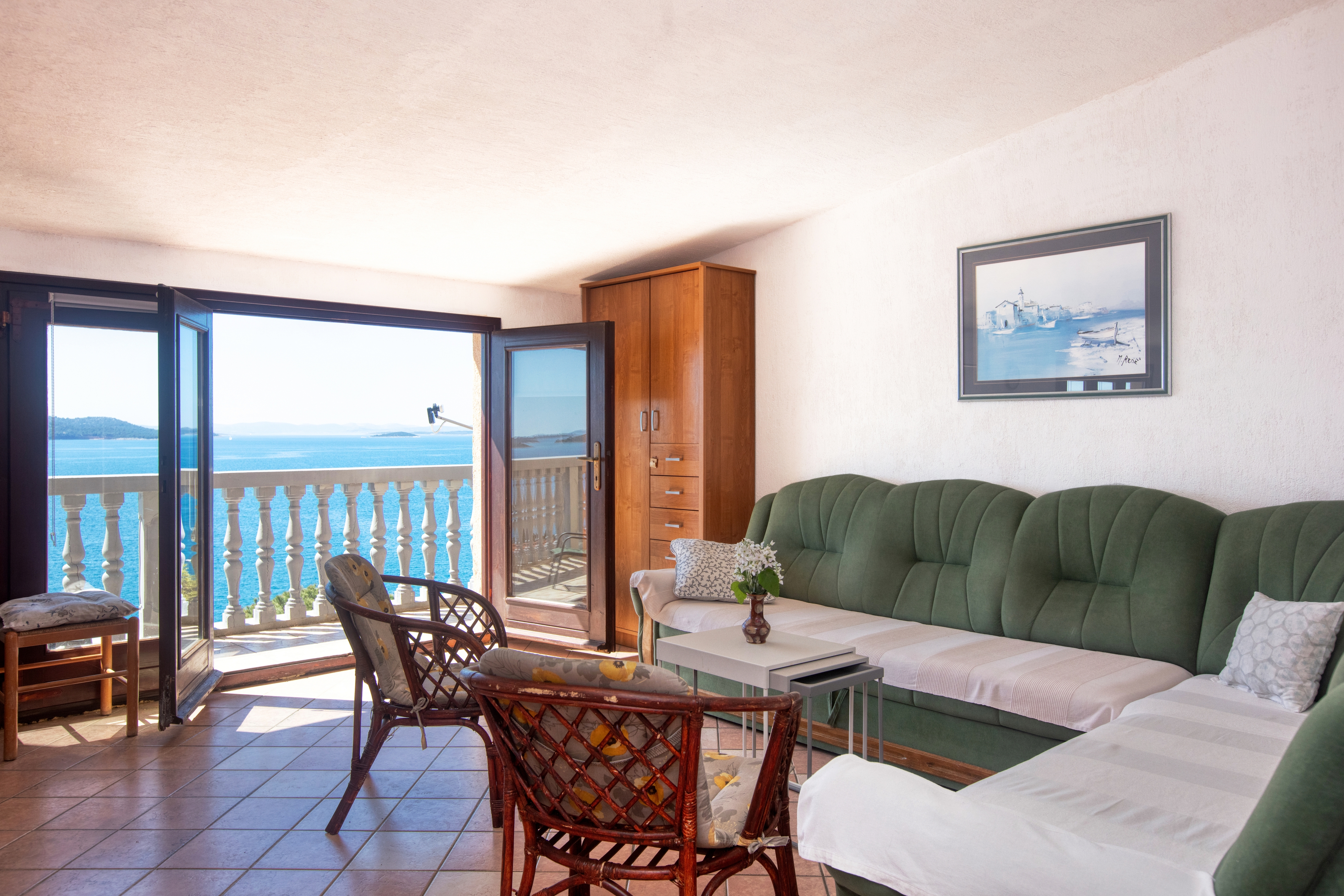 Two bedroom apartment with balcony and sea view Drage, Biograd (A-19189-c)