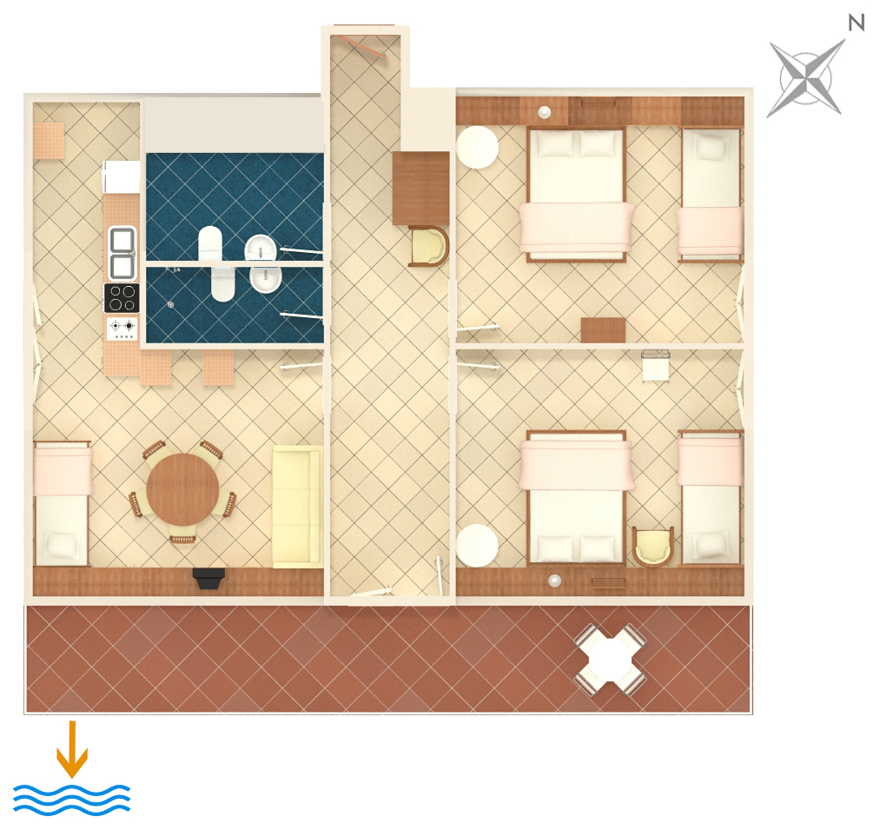 Two bedroom apartment with terrace and sea view Prigradica, Korčula  A-b