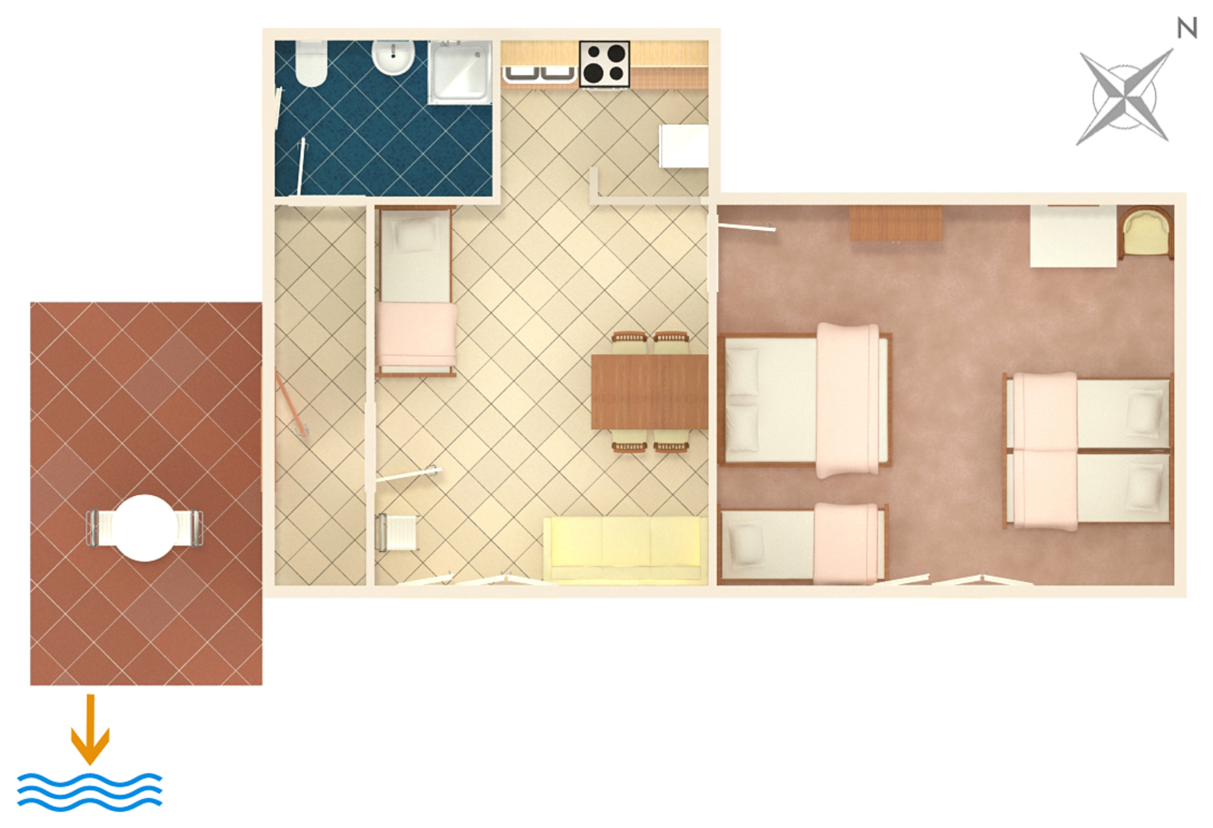One bedroom apartment with terrace Prigradica, Korčula  A-c
