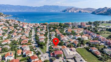 Baška, Krk, Szálláshely 19432 - Apartmanok kavicsos stranddal.