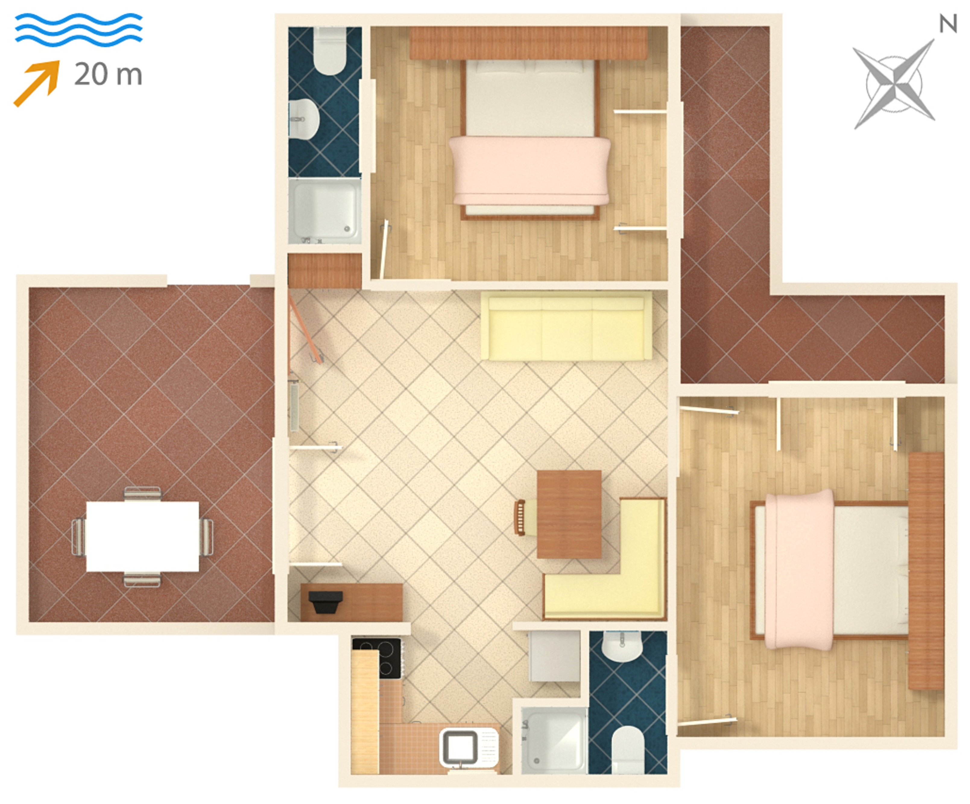 Two bedroom apartment near beach Supetarska Draga - Donja, Rab  A-b