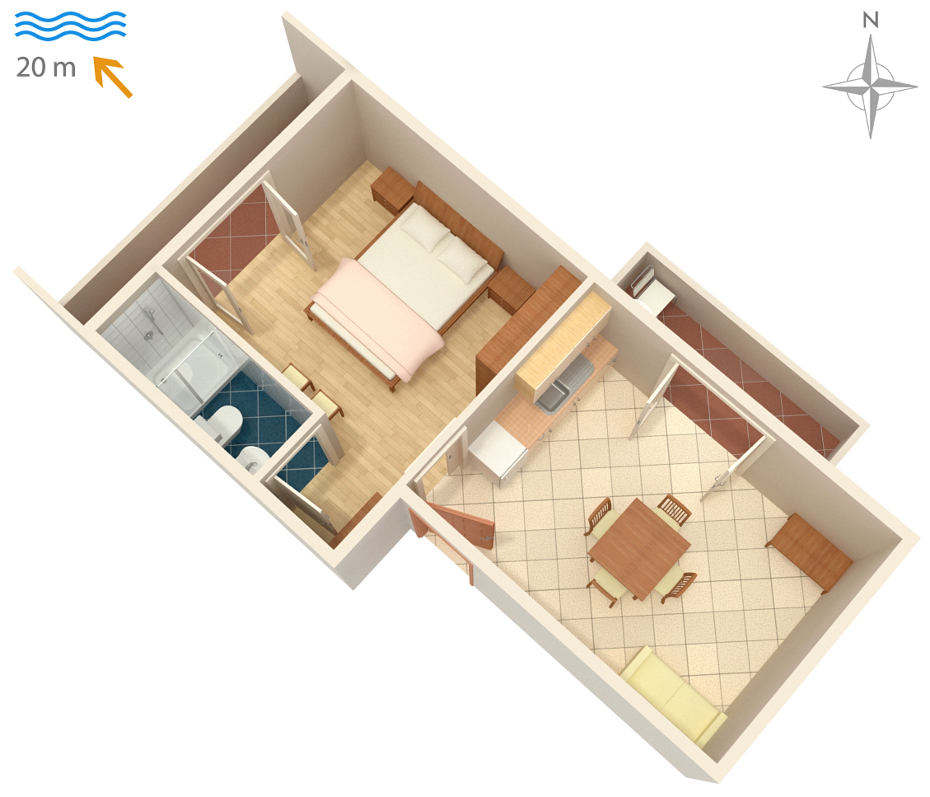 One bedroom apartment near beach Supetarska Draga - Donja, Rab  A-c