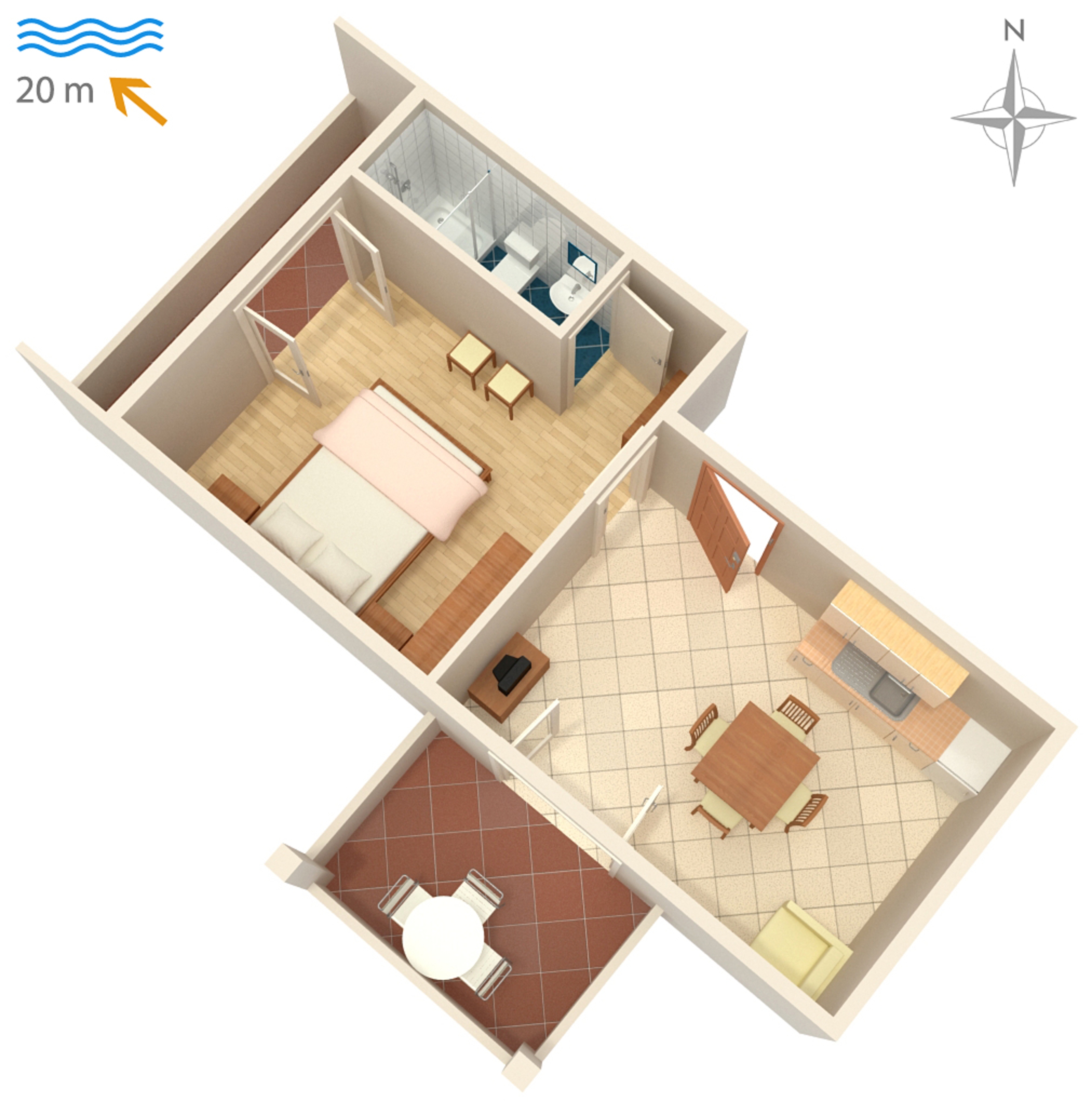 One bedroom apartment near beach Supetarska Draga - Donja, Rab  A-d