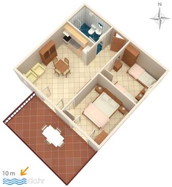 Plan Rogoznica, Plan in the apartment, dopusteni kucni ljubimci i WIFI.