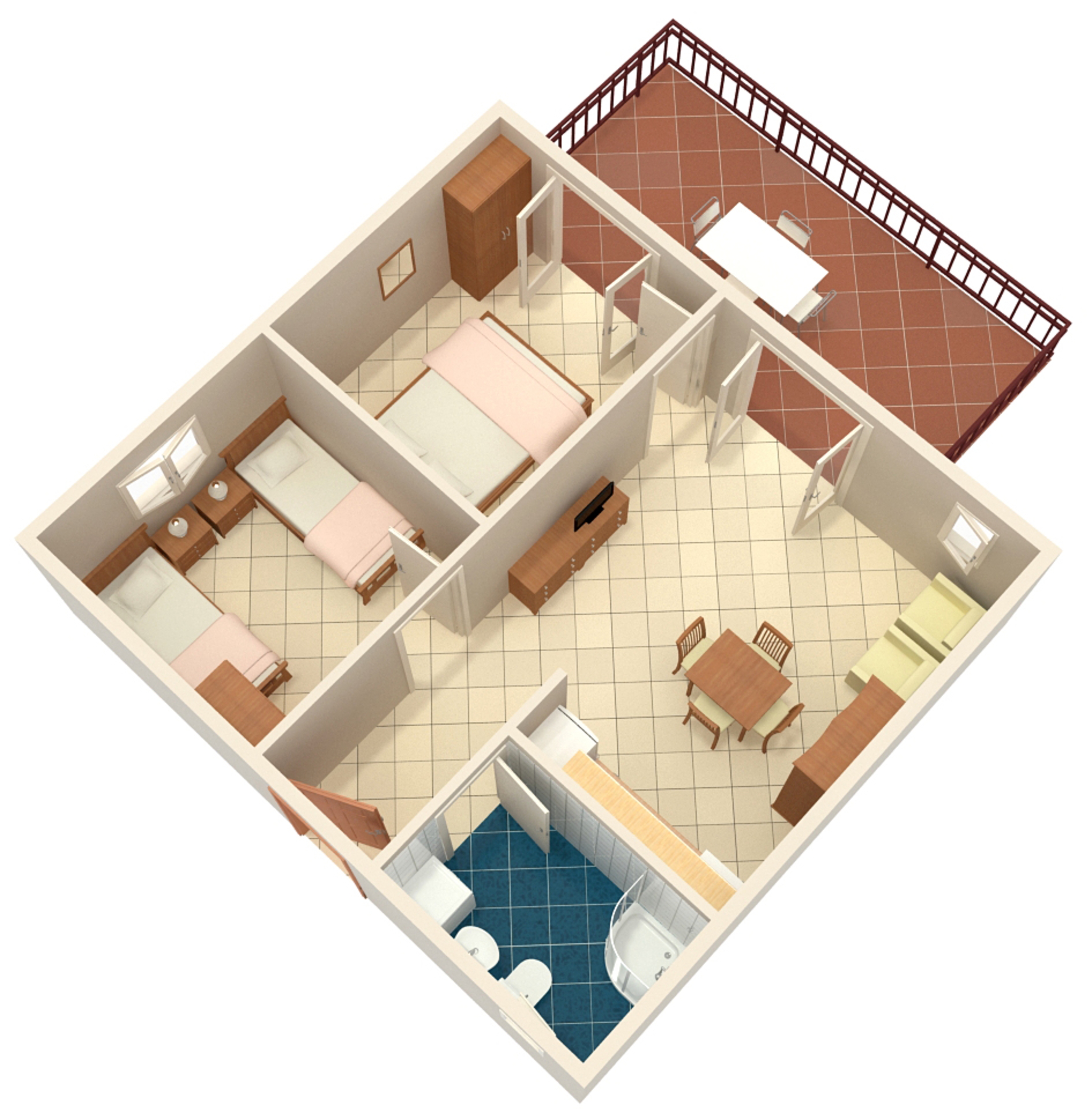 Dvosobni apartman uz plažu Rogoznica  A-b