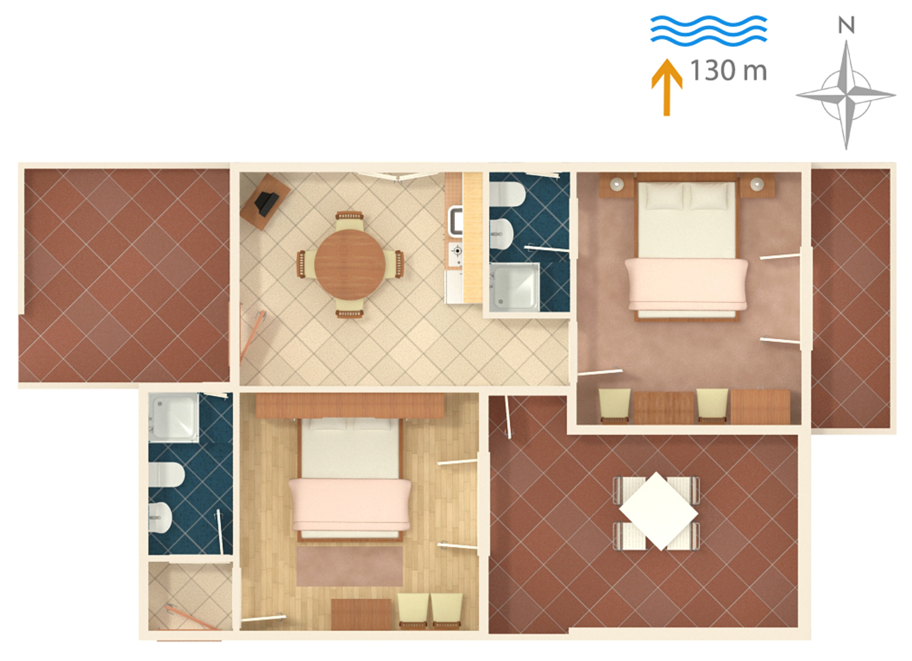 Two bedroom apartment with terrace and sea view Supetarska Draga - Donja, Rab  A-a