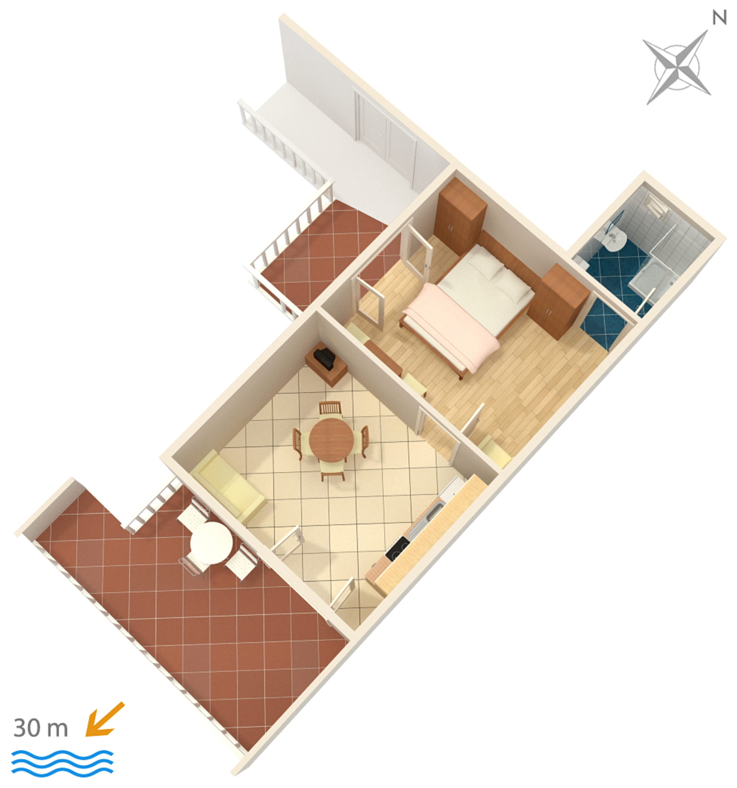 One bedroom apartment near beach Supetarska Draga - Gornja, Rab  A-c