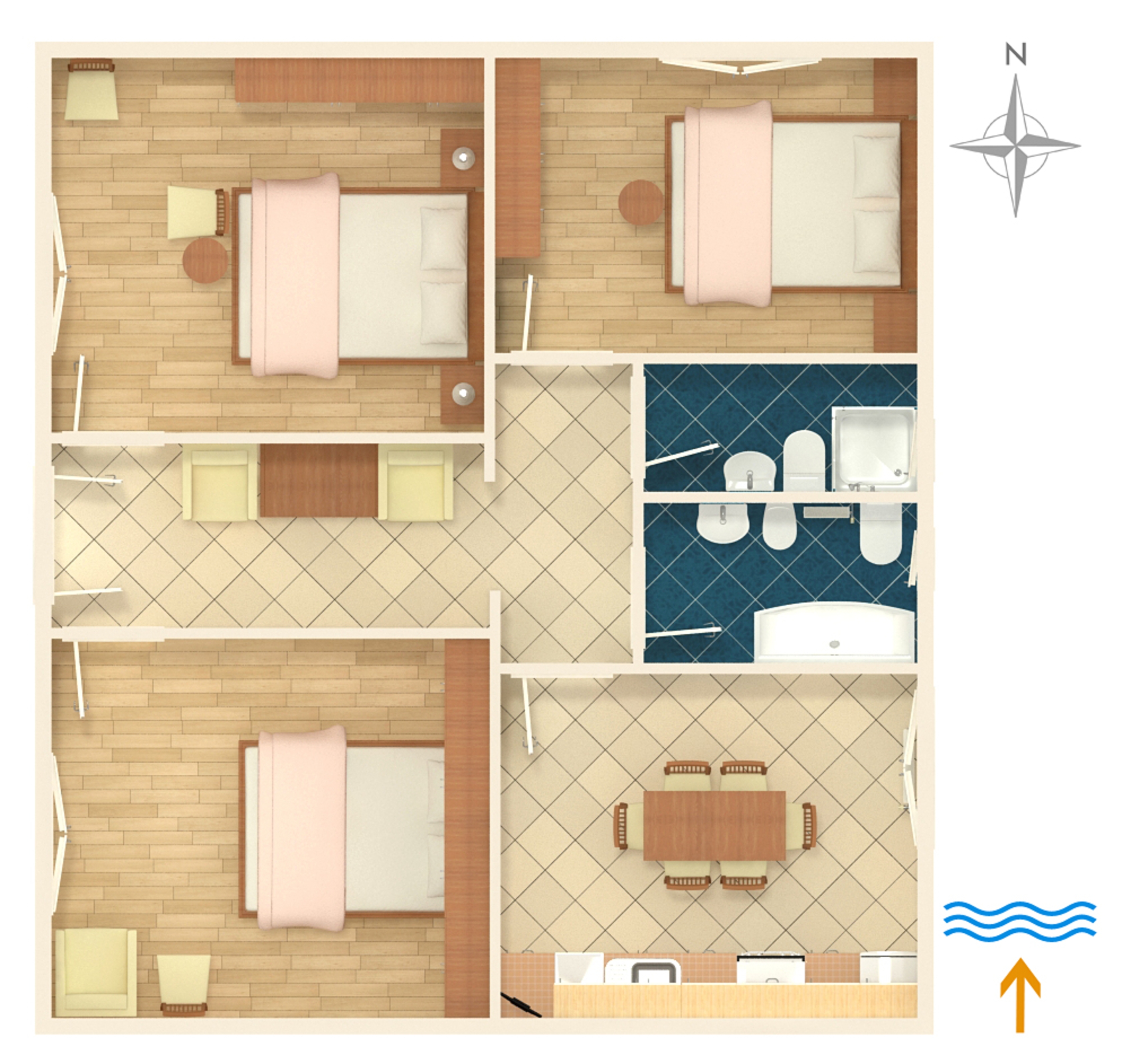 Three bedroom apartment near beach Supetarska Draga - Donja, Rab  A-a