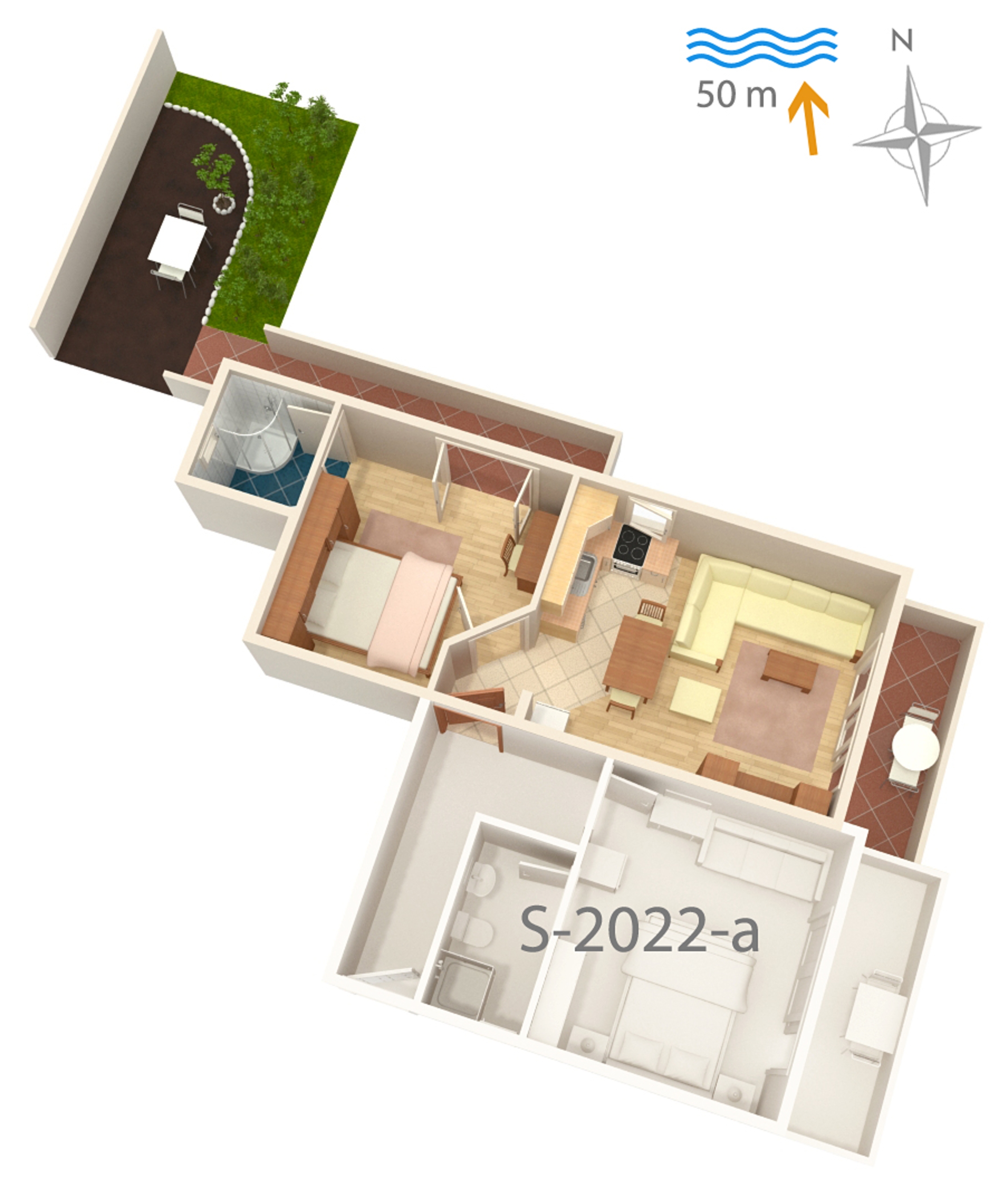 One bedroom apartment with terrace and sea view Supetarska Draga - Donja, Rab  A-b