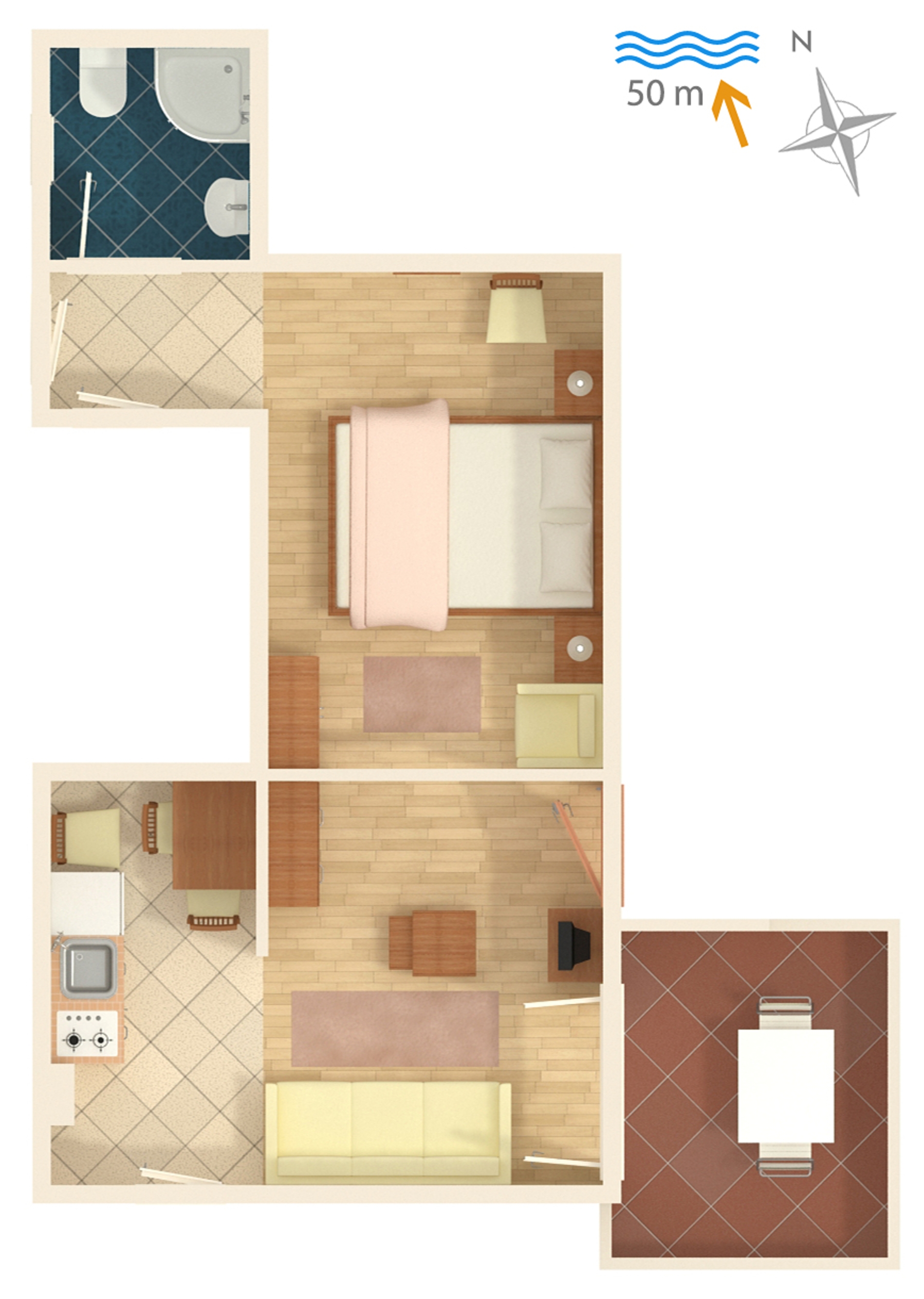 Studio flat with terrace Supetarska Draga - Donja, Rab  AS-a