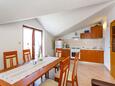 Njivice, Comedor in the apartment, air condition available y WiFi.