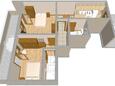 Jelsa, Půdorys v ubytování typu apartment, domácí mazlíčci povoleni a WiFi.