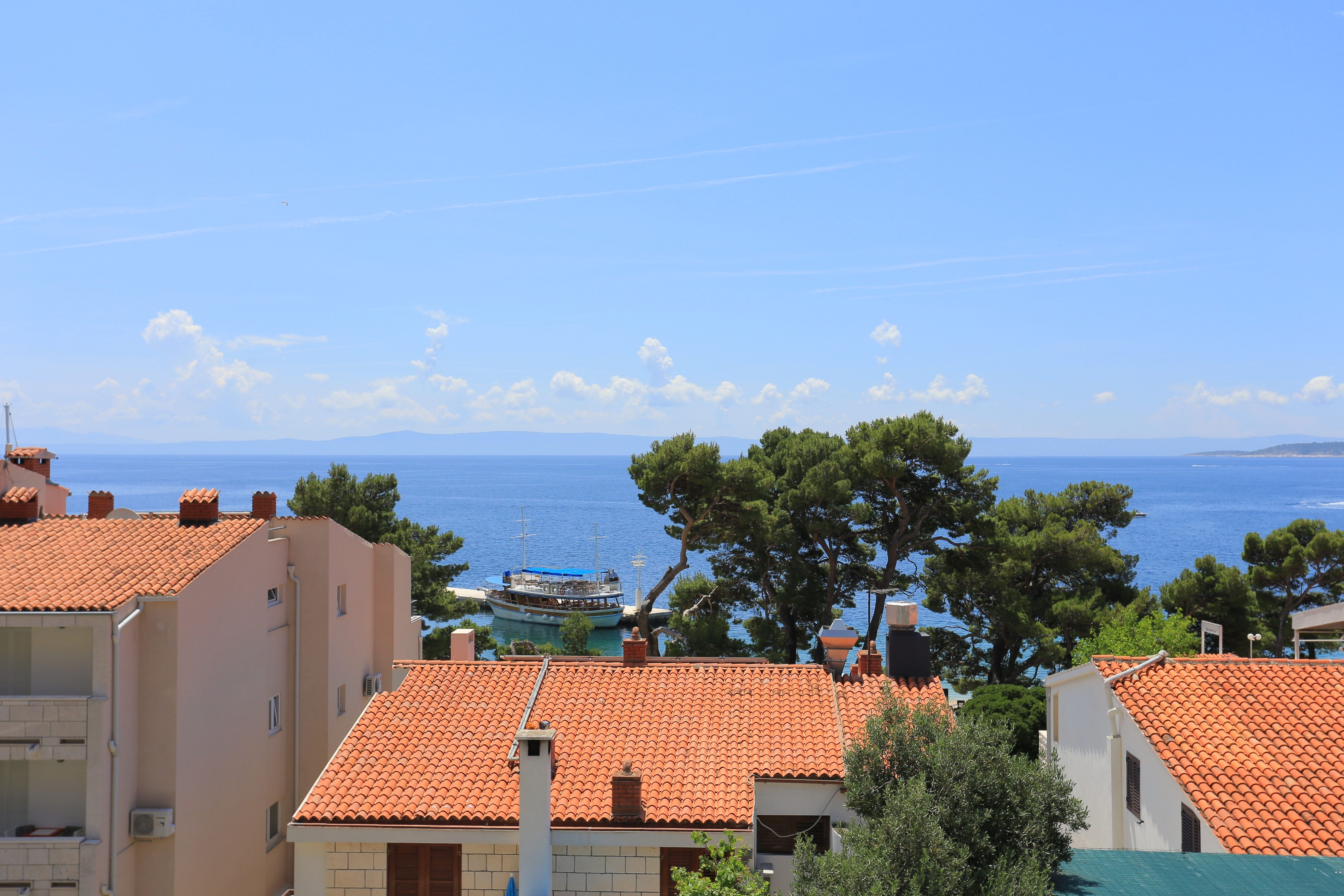One bedroom apartment with terrace and sea view Brela, Makarska  A-c