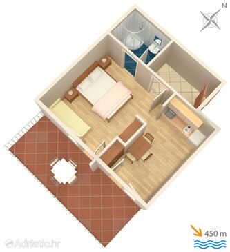 Plan Jelsa, Plan in the studio-apartment, WIFI.