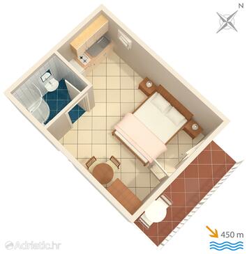 Plan Jelsa, Plan in the studio-apartment, WIFI.