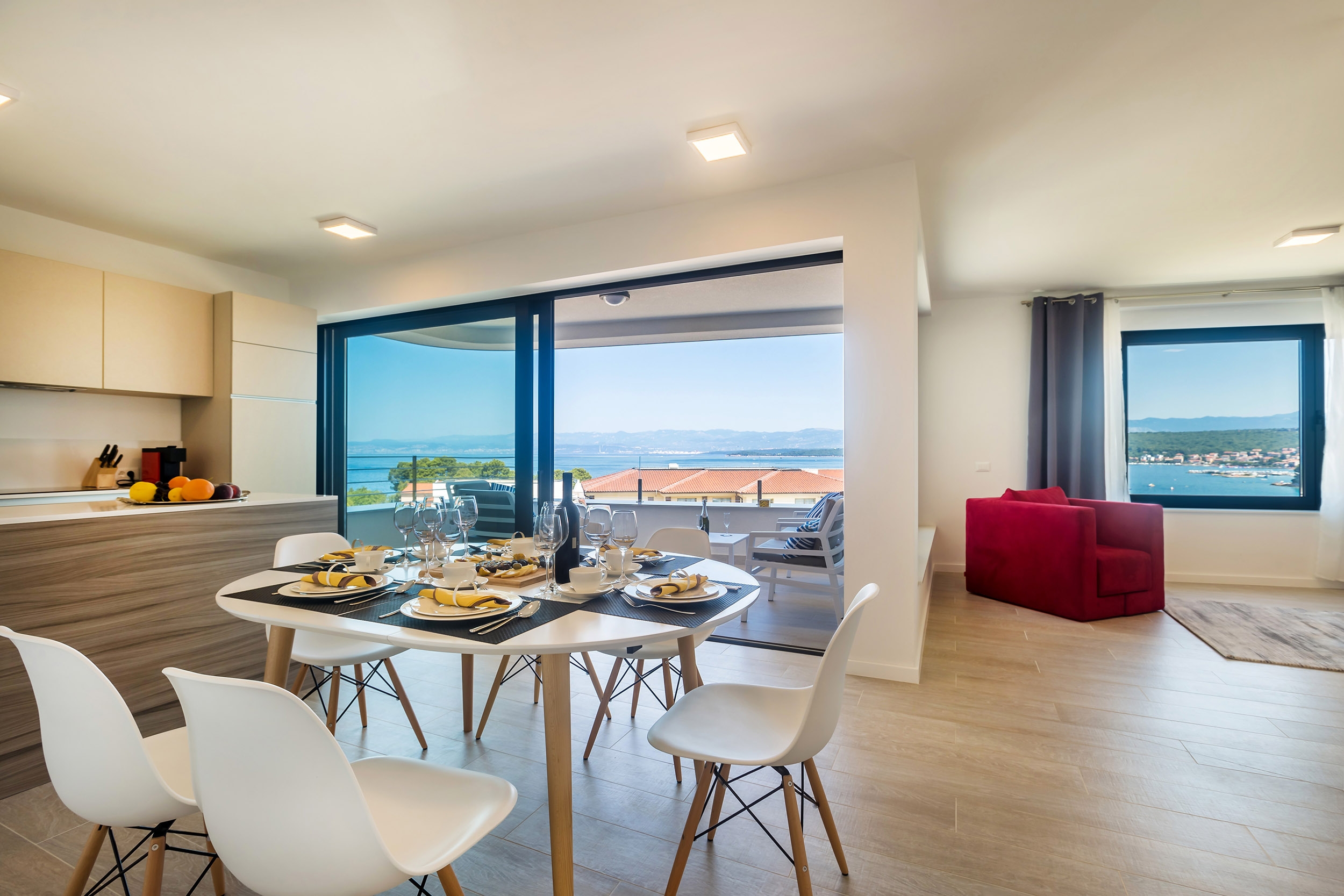 Two bedroom apartment with terrace and sea view Vantačići, Krk  A-b