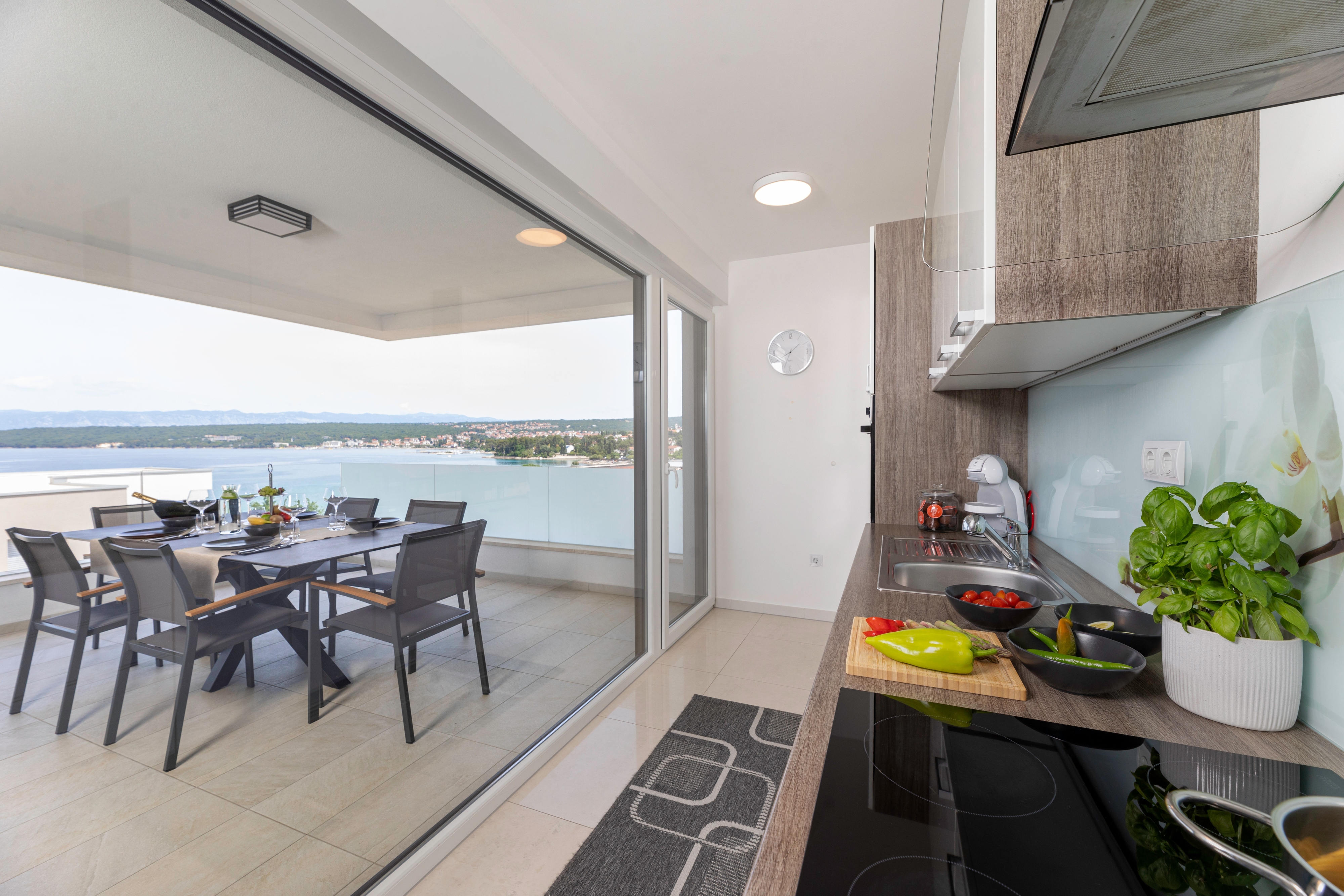 Two bedroom apartment with terrace and sea view Vantačići, Krk  A-d