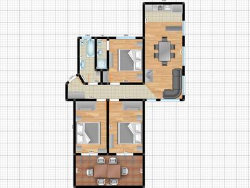 Lopar, Plan kwatery w zakwaterowaniu typu apartment, zwierzęta domowe są dozwolone i WiFi.