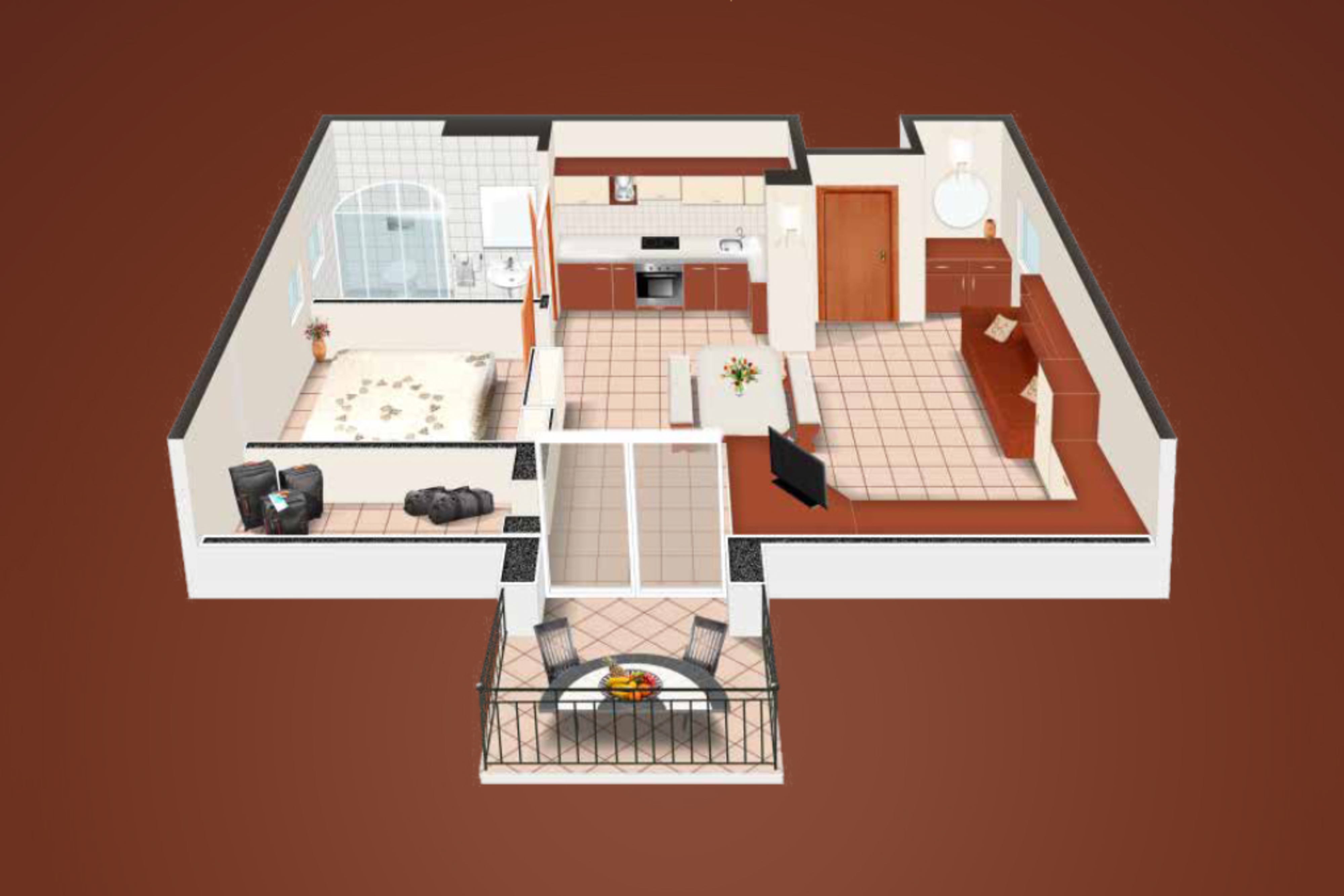 One bedroom apartment with balcony and sea view Brela, Makarska  A-a
