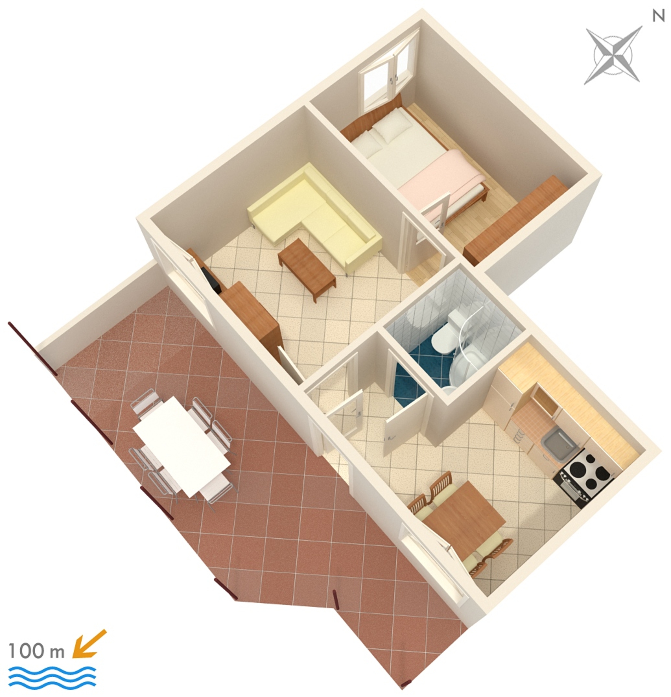 One bedroom apartment with terrace and sea view Rastići, Čiovo  A-c