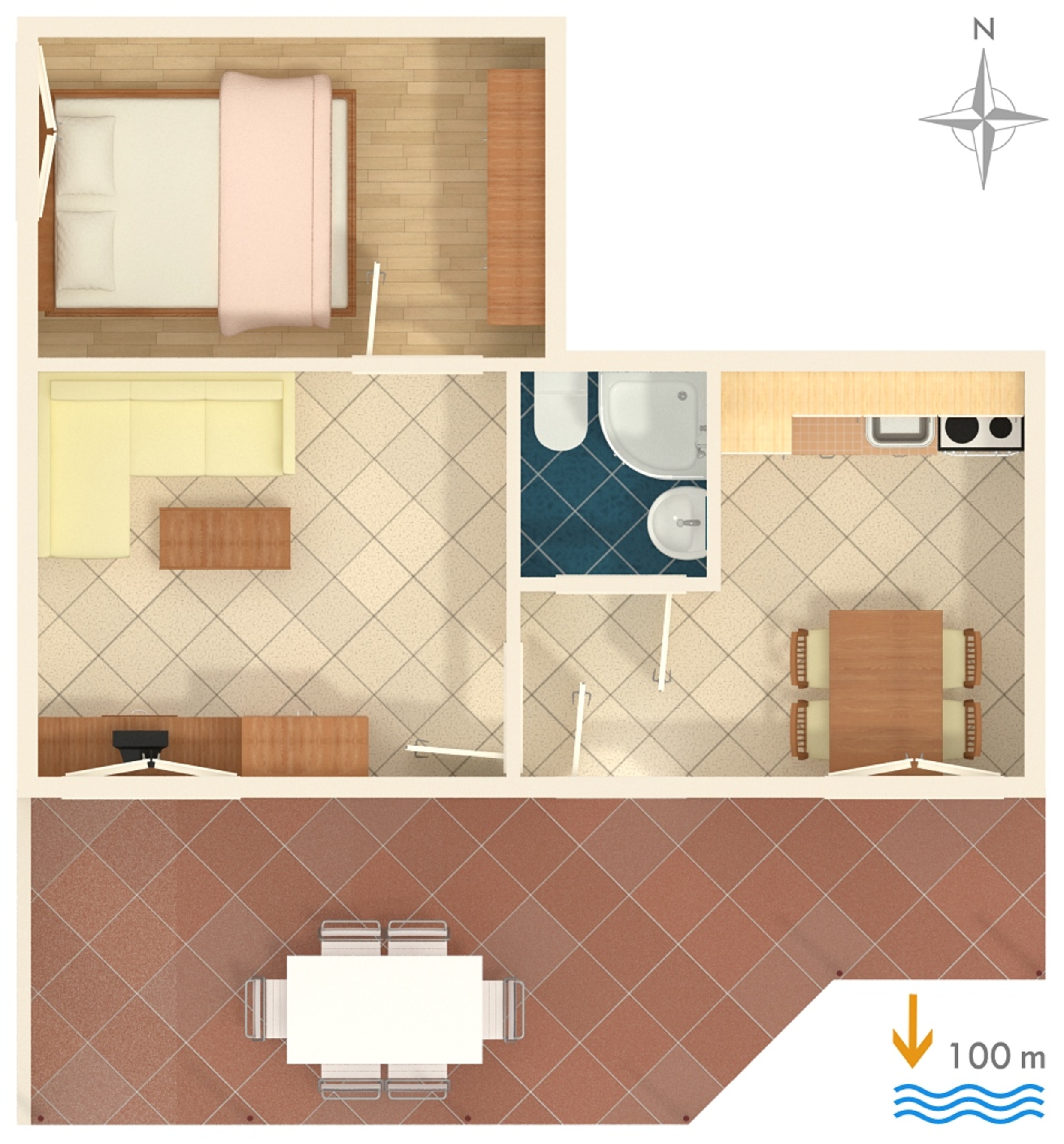One bedroom apartment with terrace and sea view Rastići, Čiovo  A-c