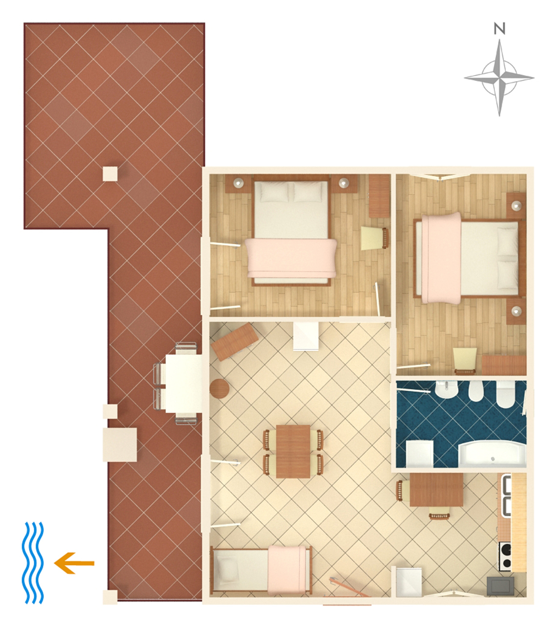 Two bedroom apartment with terrace and sea view Stupin Čeline, Rogoznica  A-a