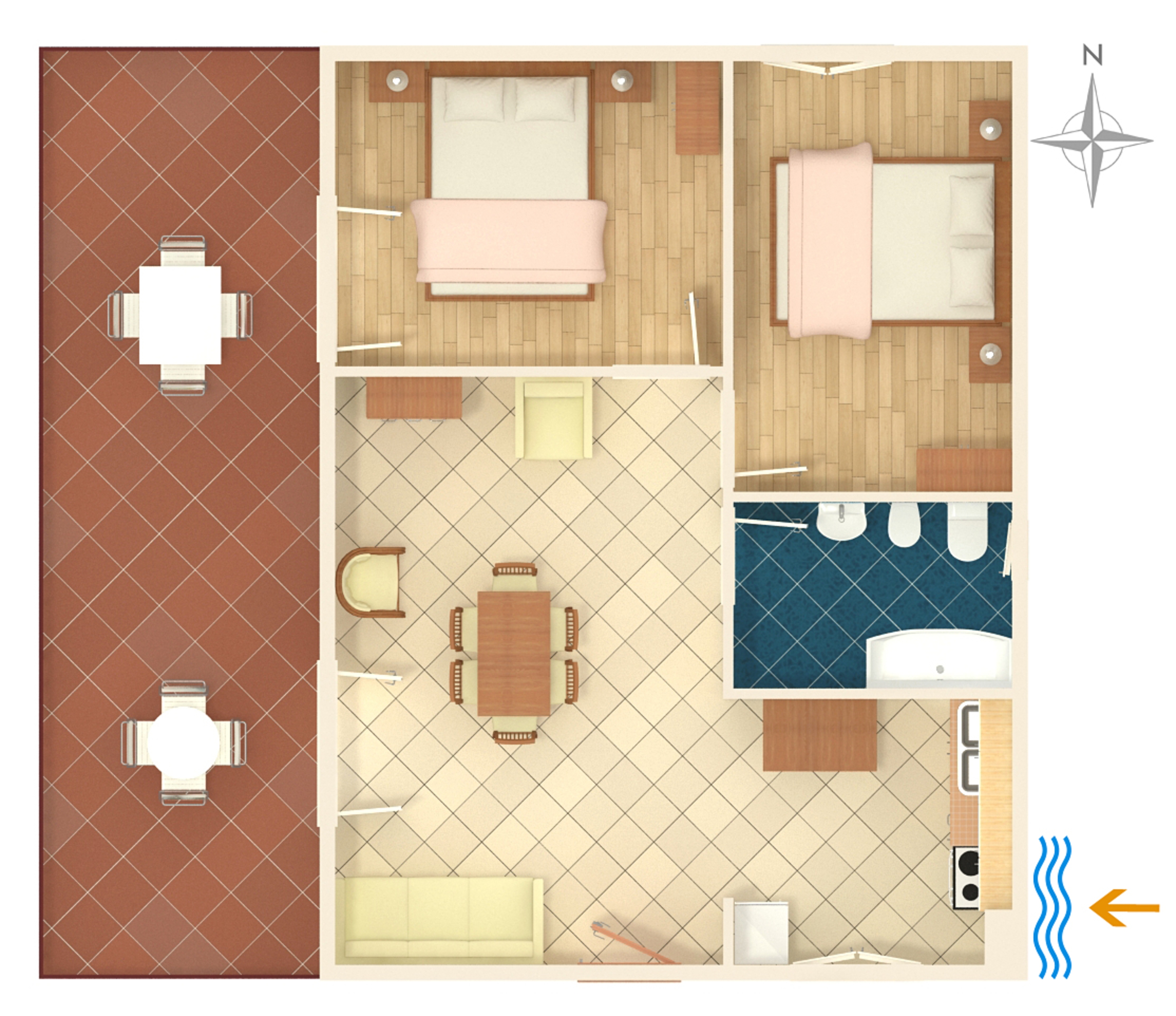 Two bedroom apartment with terrace and sea view Stupin Čeline, Rogoznica  A-b