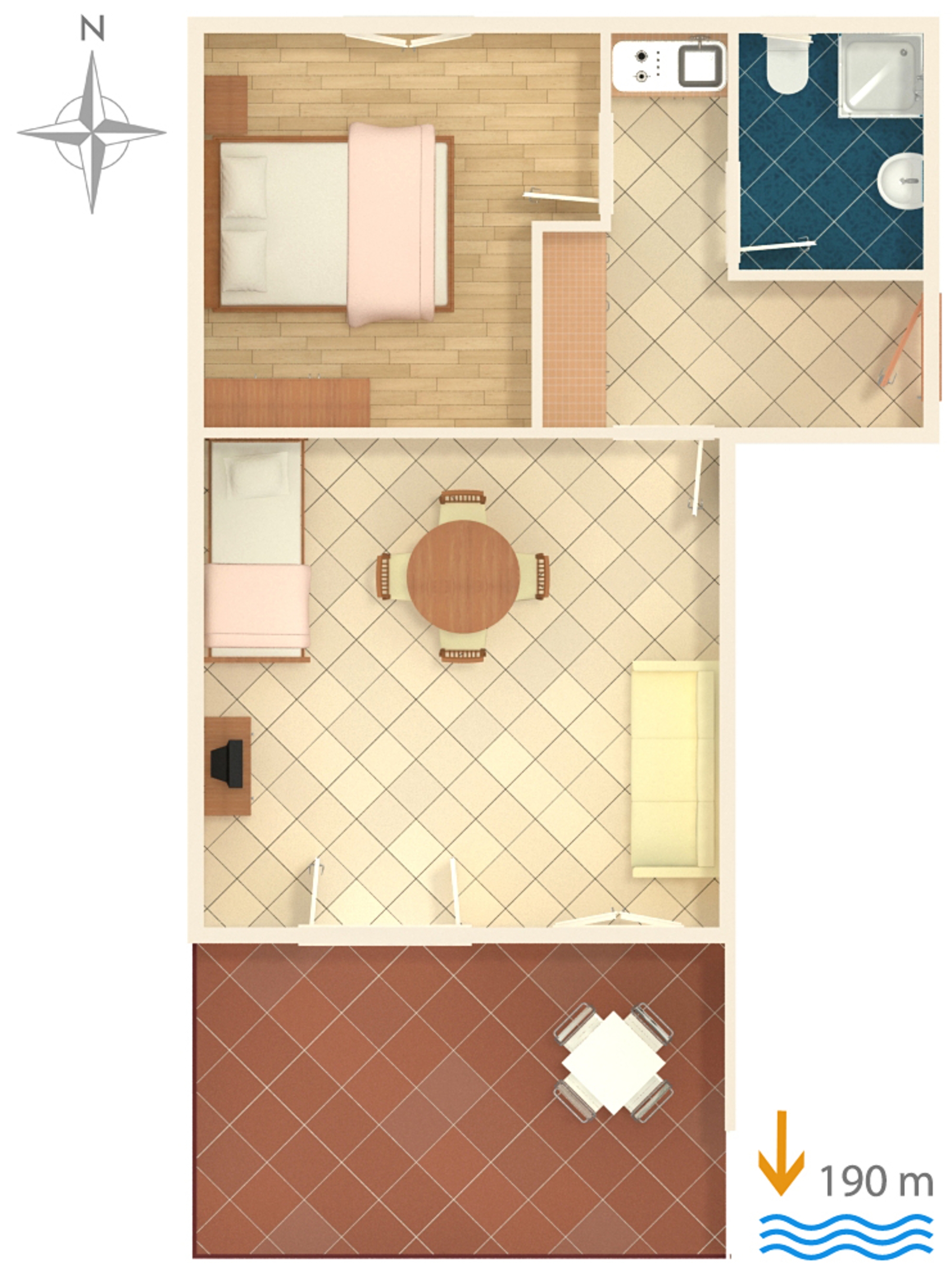 One bedroom apartment with terrace and sea view Rastići, Čiovo  A-b