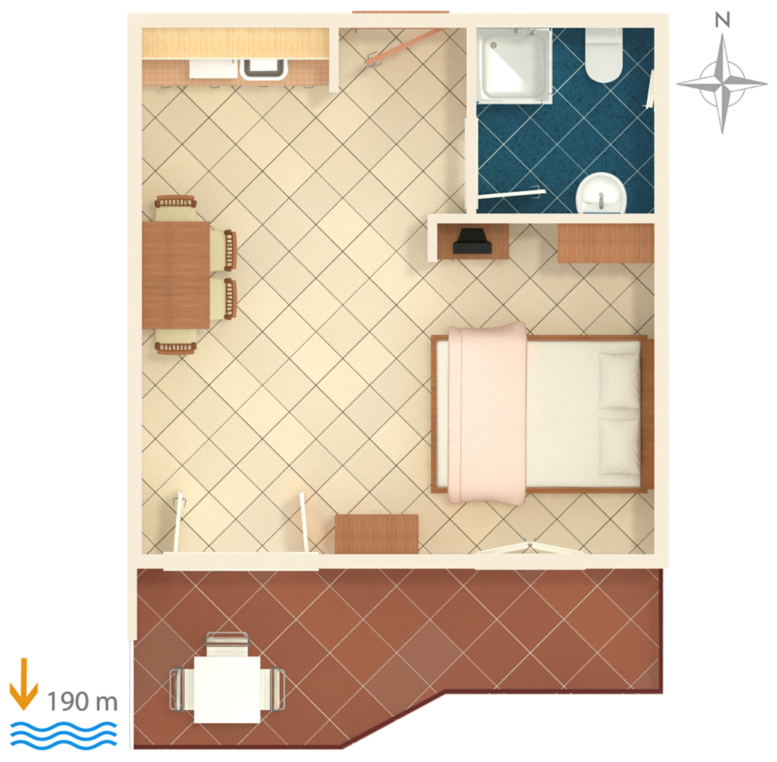 Studio flat with terrace and sea view Rastići, Čiovo  AS-b