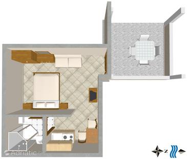 Plan Cavtat, Plan in the studio-apartment.