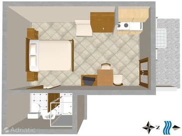 Plan Cavtat, Plan in the studio-apartment.