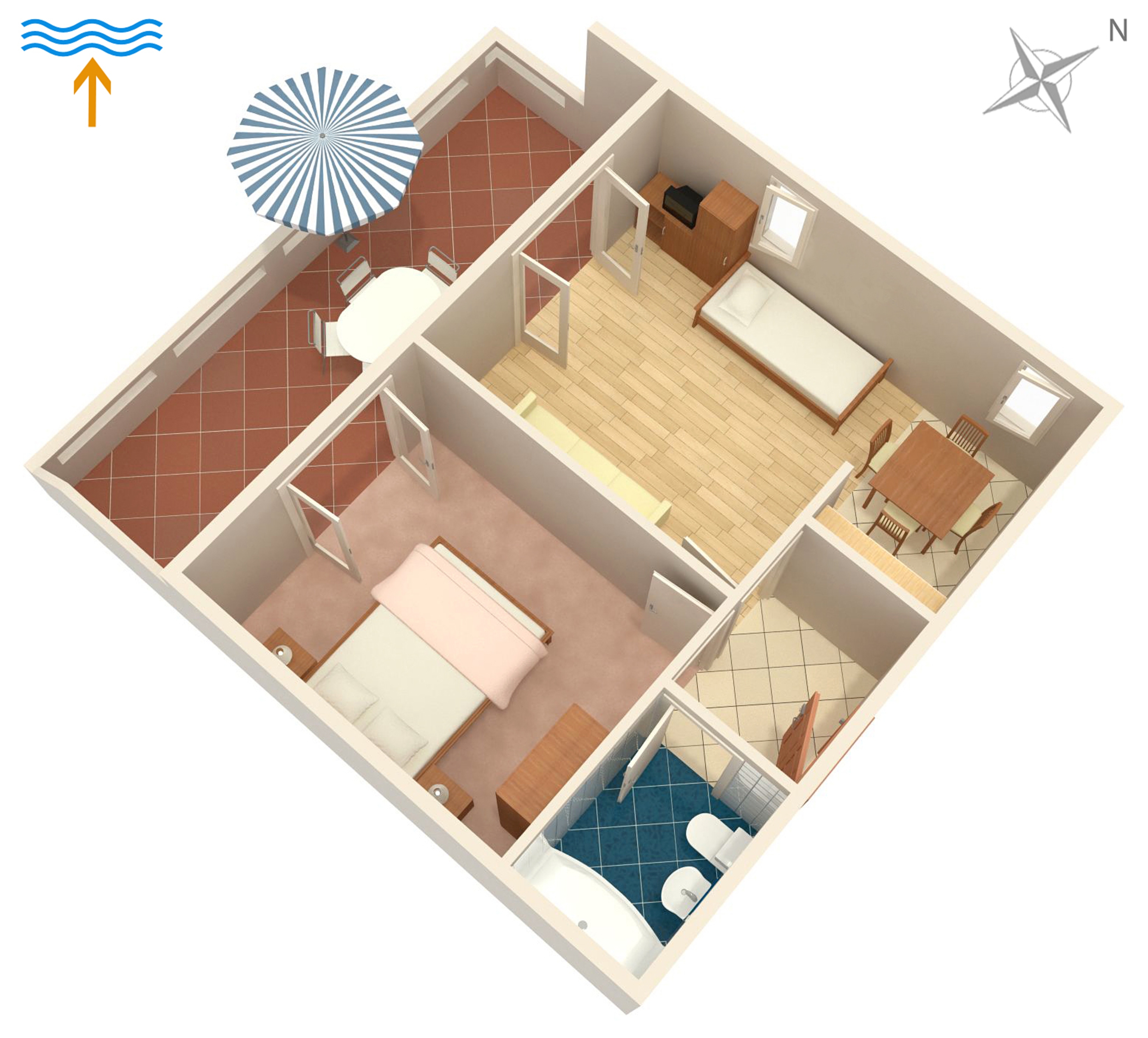 One bedroom apartment with terrace Novalja, Pag  A-a