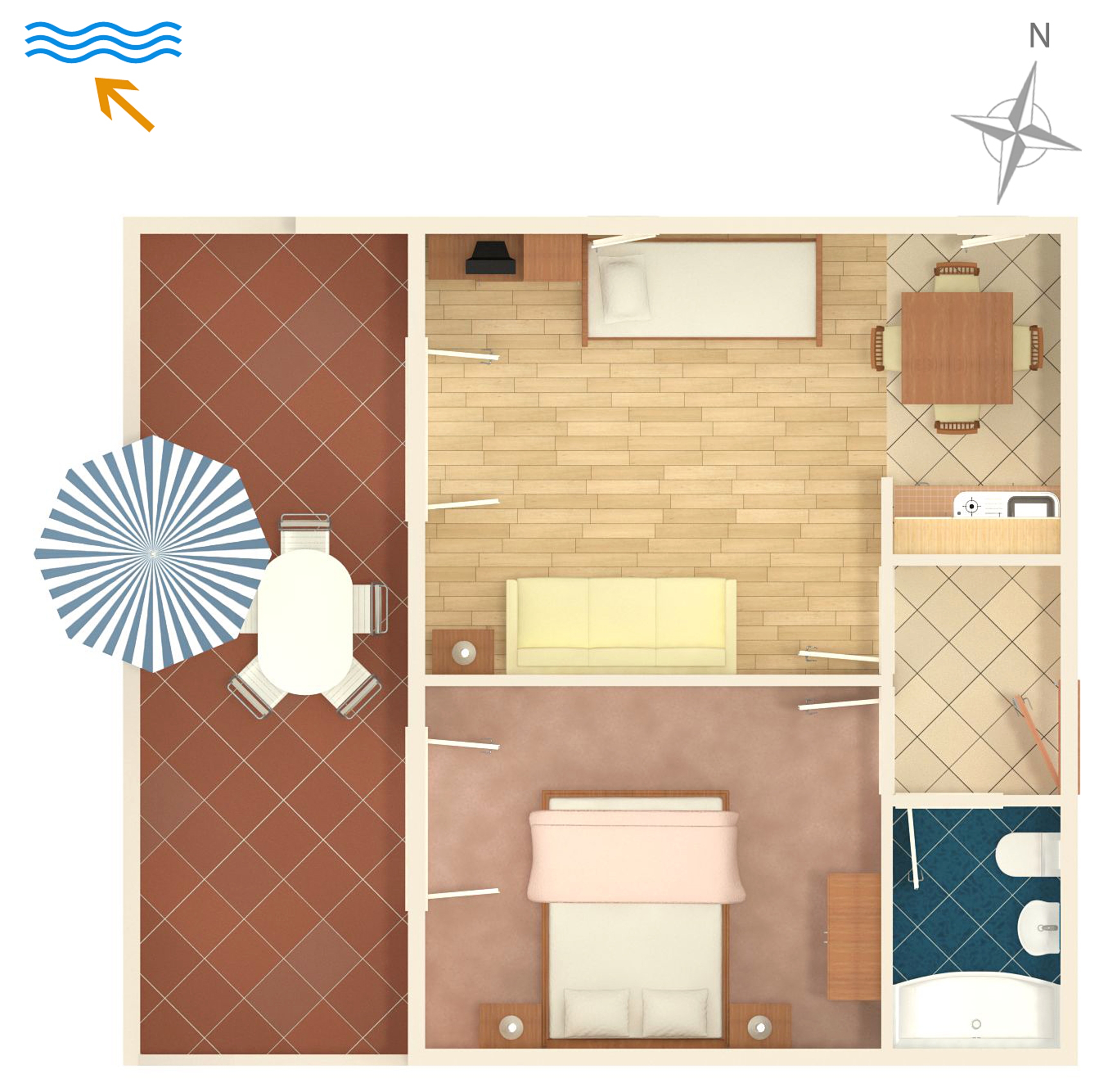 One bedroom apartment with terrace Novalja, Pag  A-a