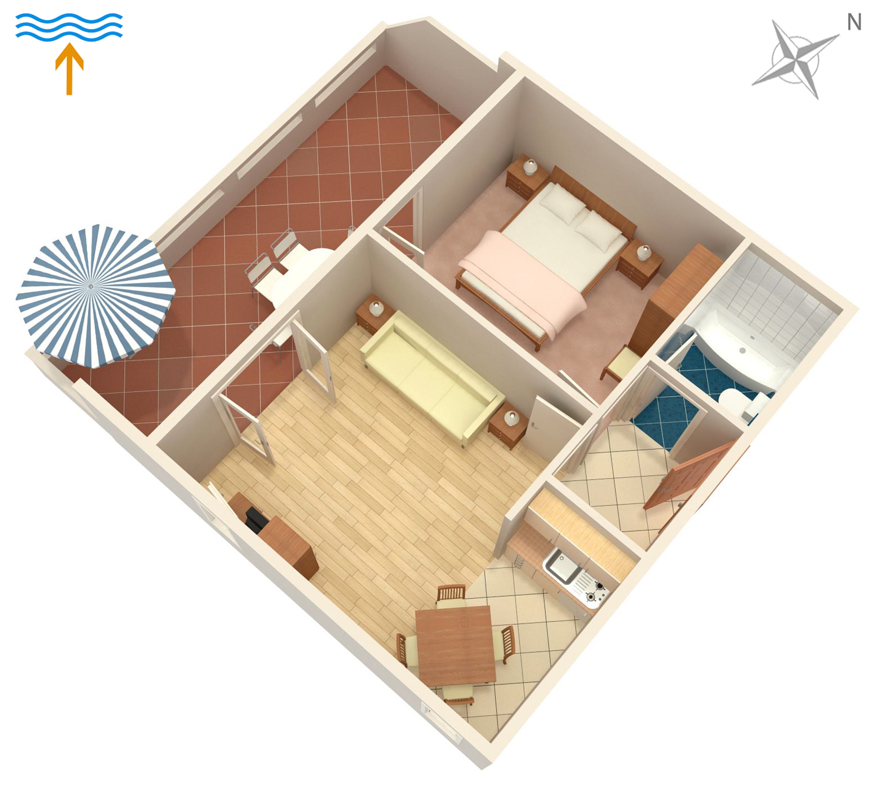 One bedroom apartment with terrace Novalja, Pag  A-b